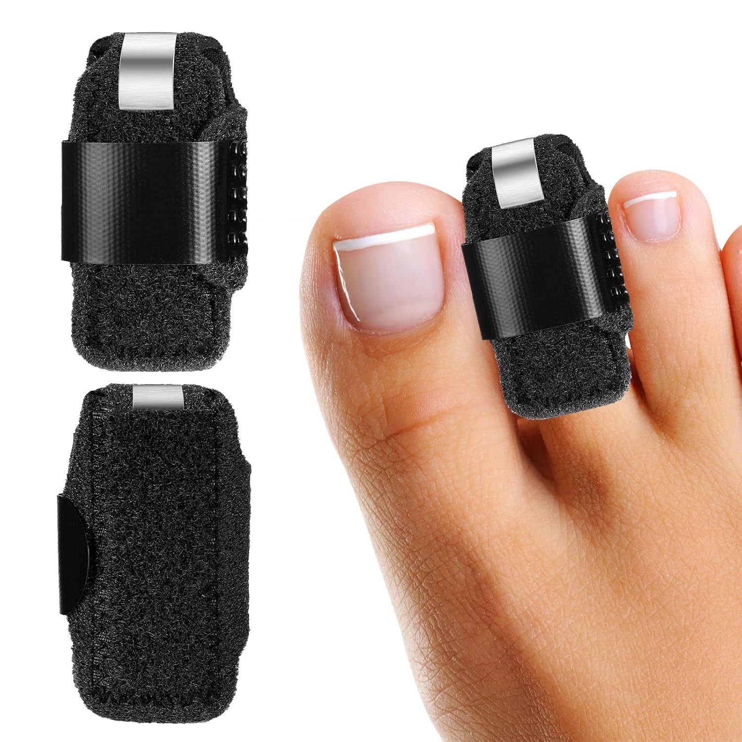 COOL-i ® Fingerbandage Zehenschiene verstellbar,Zehenbandage mit Aluminiumstütze, atmungsaktiv & rutschfest für Alltag & Schuhe