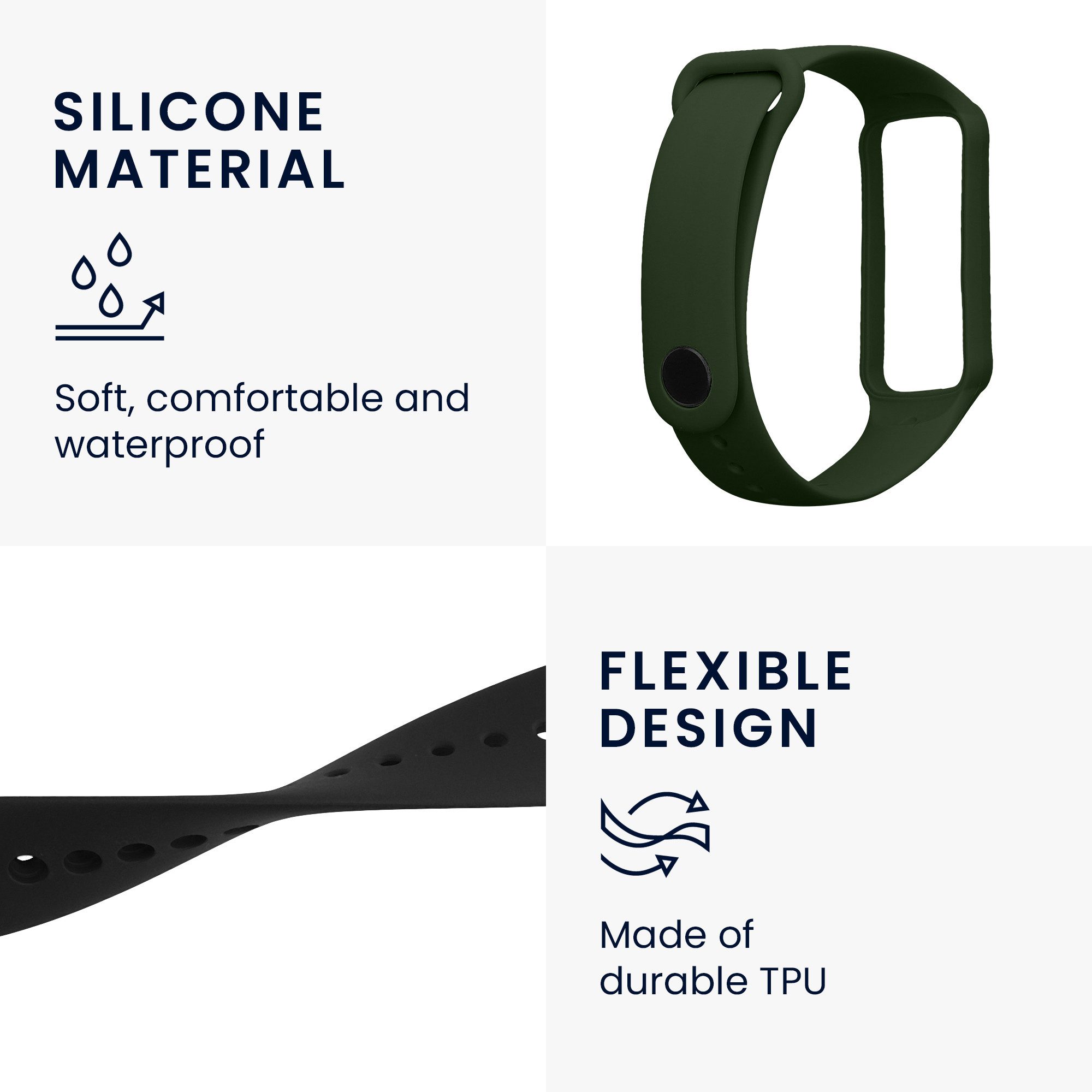 kwmobile Uhrenarmband für Amazfit Band 7 Armband Smartwatch, 2-tlg., Ersatzarmband für Fitnesstracker - Wechselarmband Smartwatch