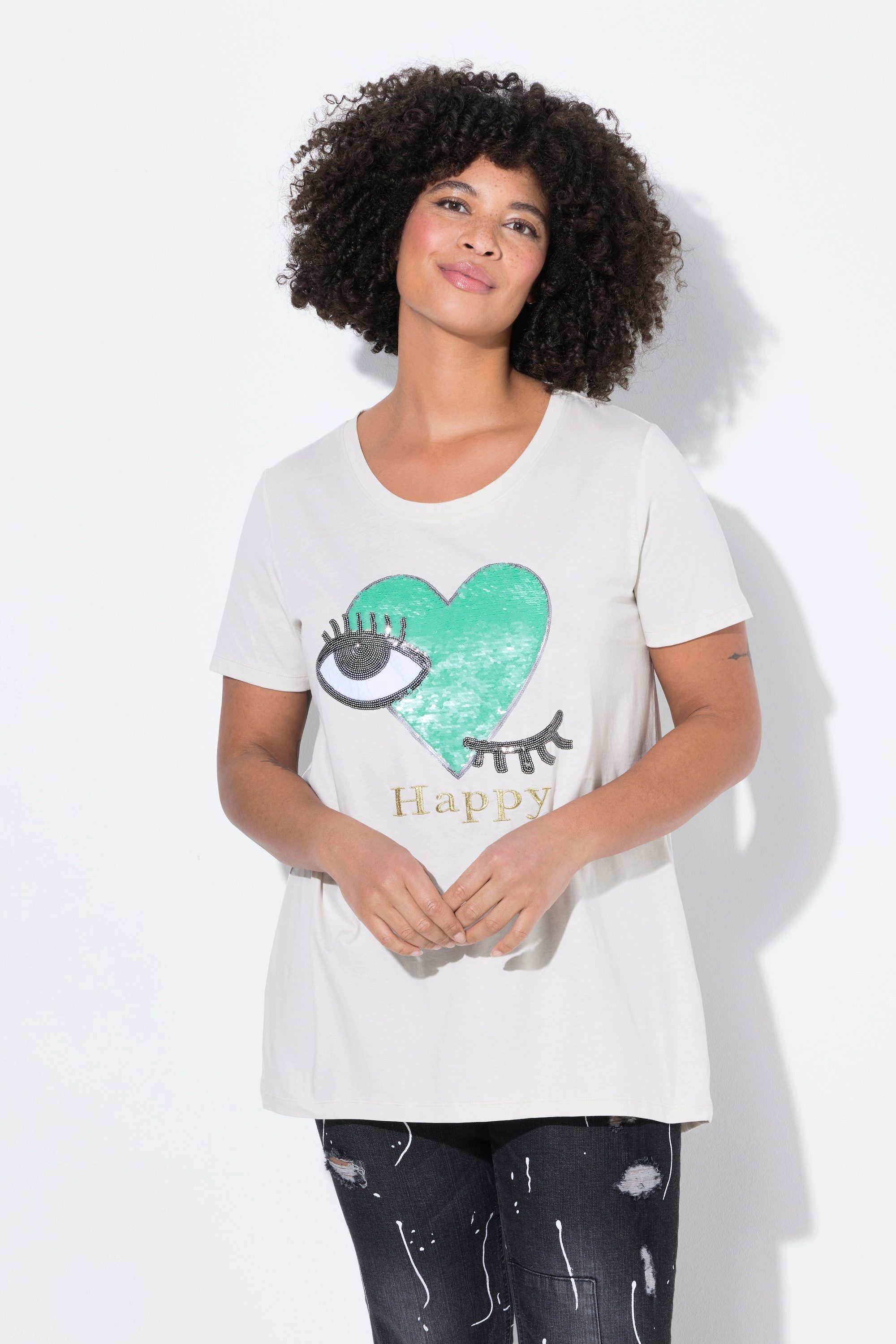 T-Shirt T-Shirt A-Linie Augen-Herz