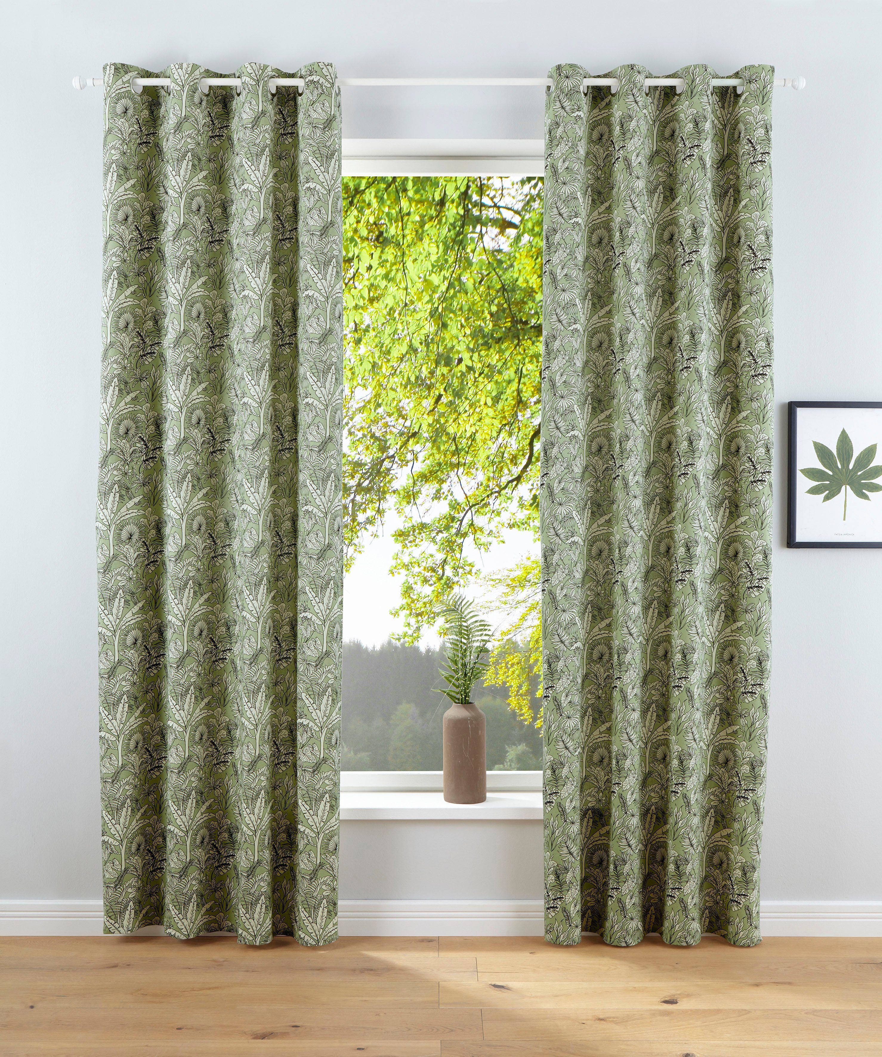 Vorhang »Palmös«, COUCH♥, Ösen (1 St), blickdicht, Bio-Baumwolle, bedruckt,  floral, gewebt, verschiedene Größen online kaufen | OTTO