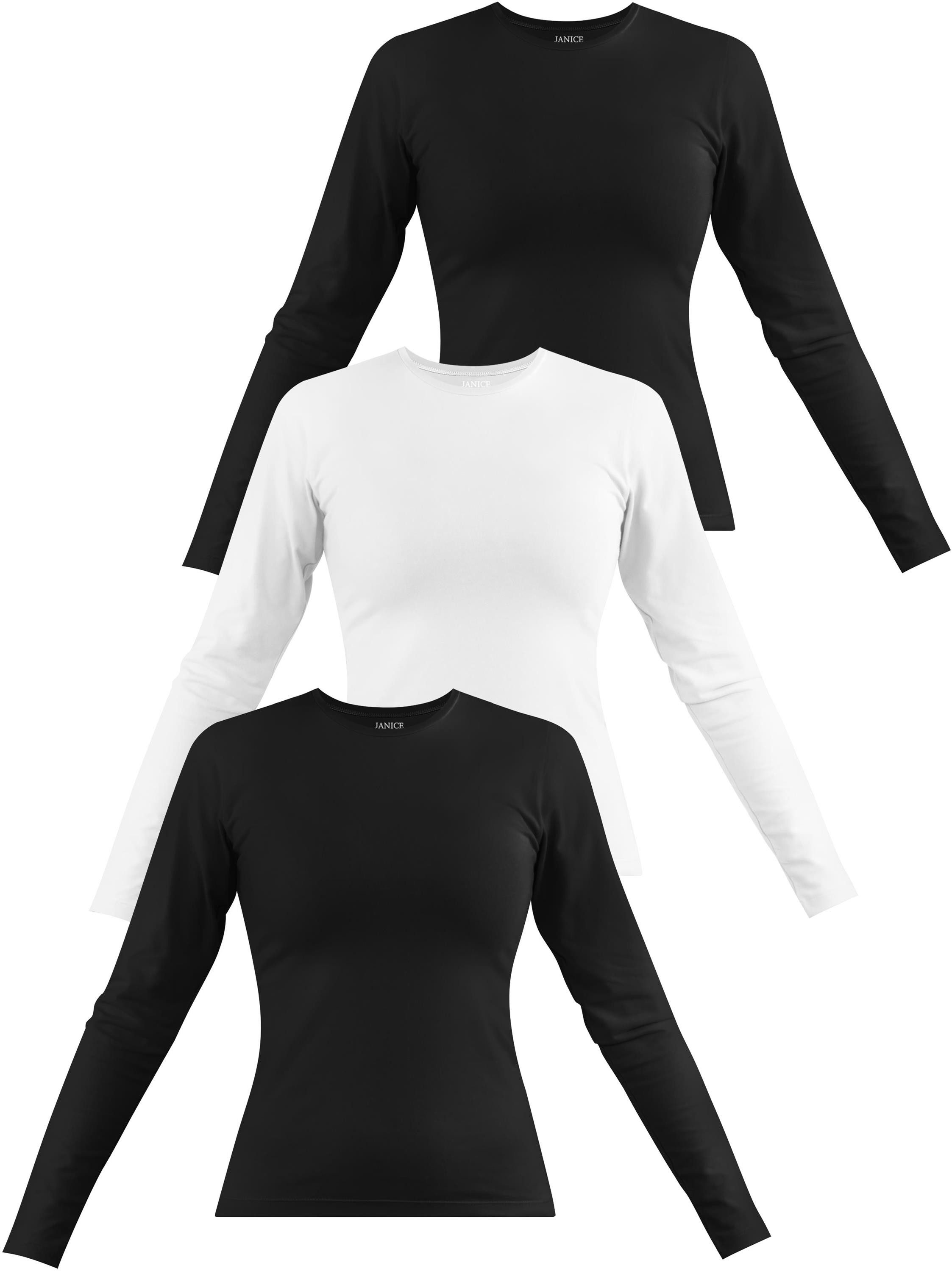 Janice Langarmshirt 3 x Damen Langarmshirt günstig online kaufen