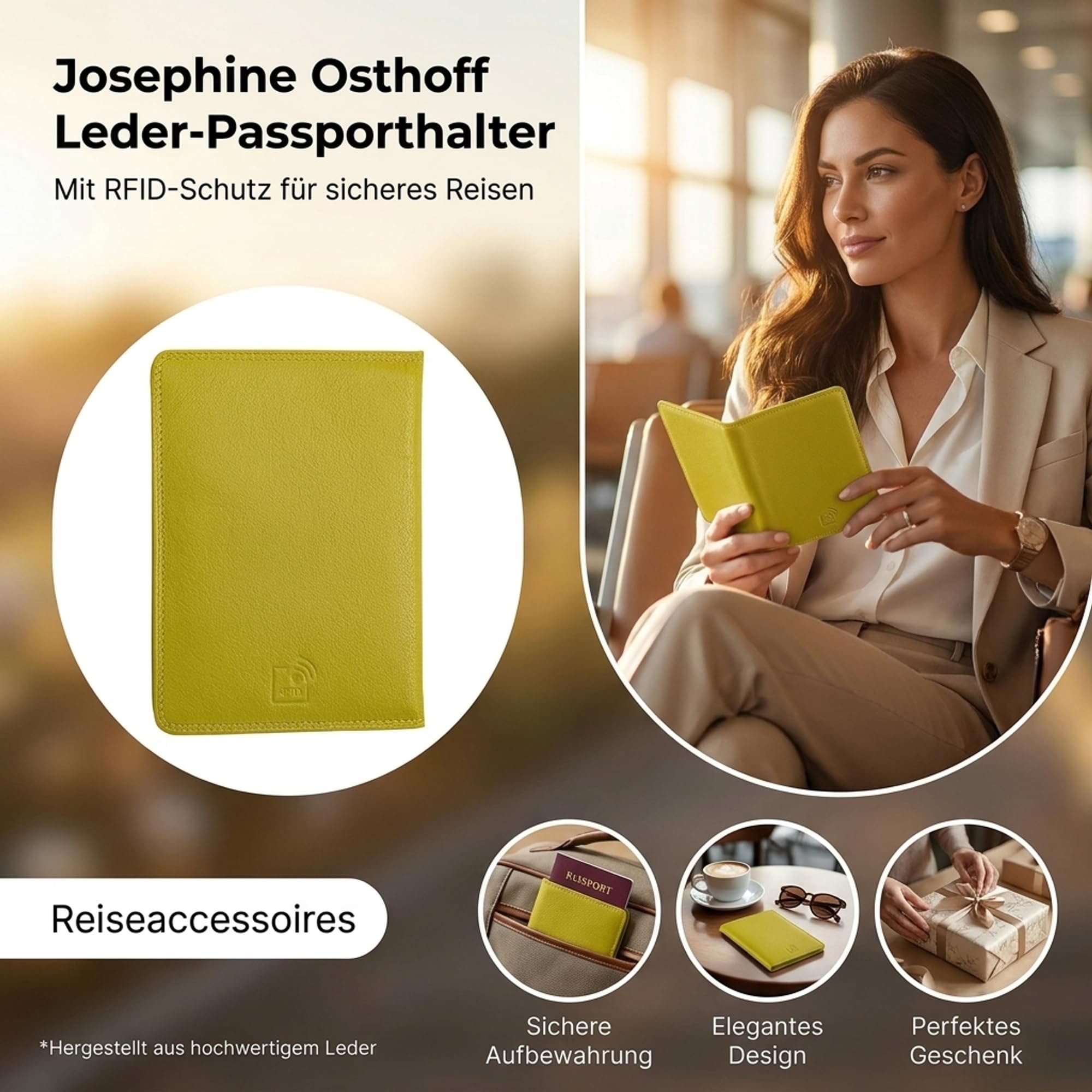 Josephine Osthoff Brieftasche SOS Ausweisetui limone