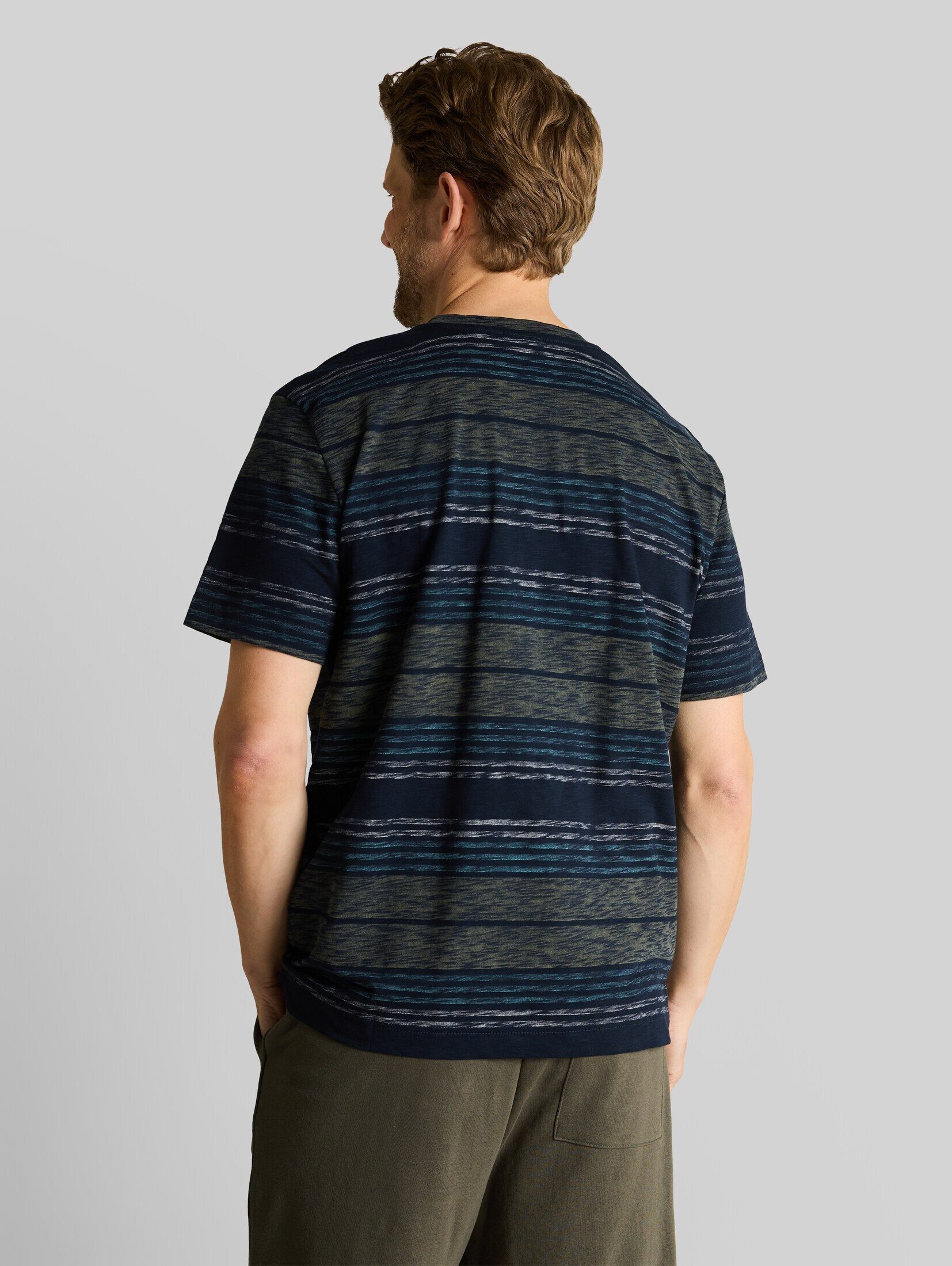 TOM TAILOR T-Shirt T-Shirt T-Shirt mit Inside-Out Streifenmuster