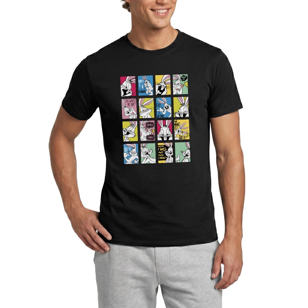 Spreadshirt T-Shirt Looney Tunes Bugs Bunny Kacheln Männer T-Shirt (1-tlg)