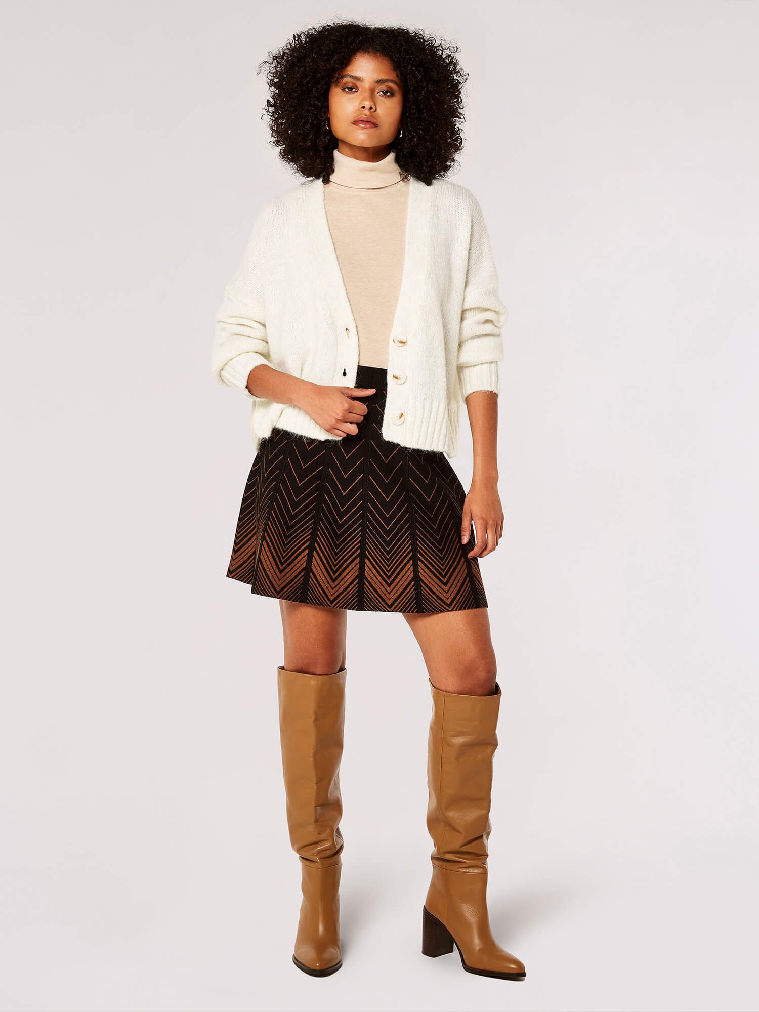 Apricot Strickrock Plissee-Minirock, (1-tlg) mit Chevron-Muster günstig online kaufen