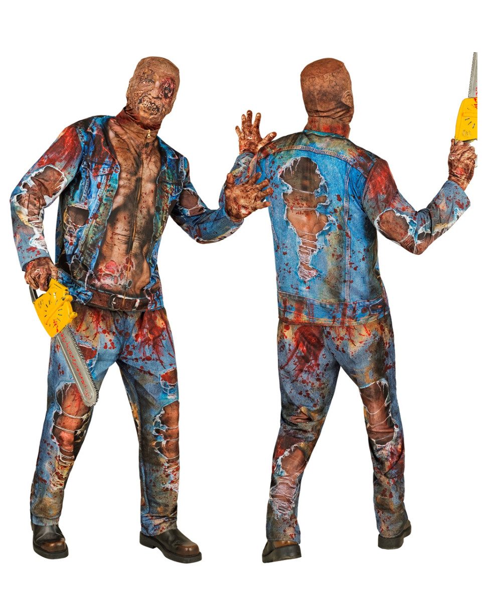 Horror-Shop Zombie-Kostüm 5-teiliges Zombie Sofortkostüm mit Maske & Handsch