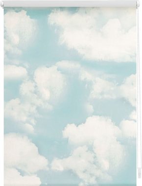 Seitenzugrollo Rollo Klemmfix, ohne Bohren, Verdunkelung, Wolken - Blau, LICHTBLICK ORIGINAL, verdunkelnd, freihängend, Klemmfix