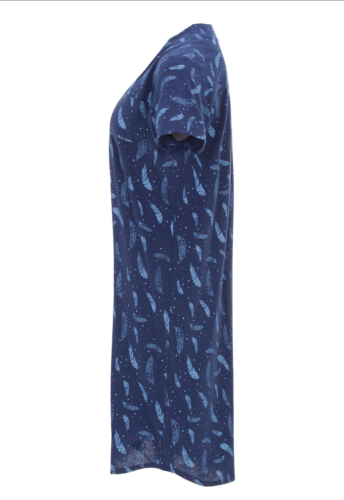 Nachthemd - zeitlos Feder blau Kurzarm Nachthemd