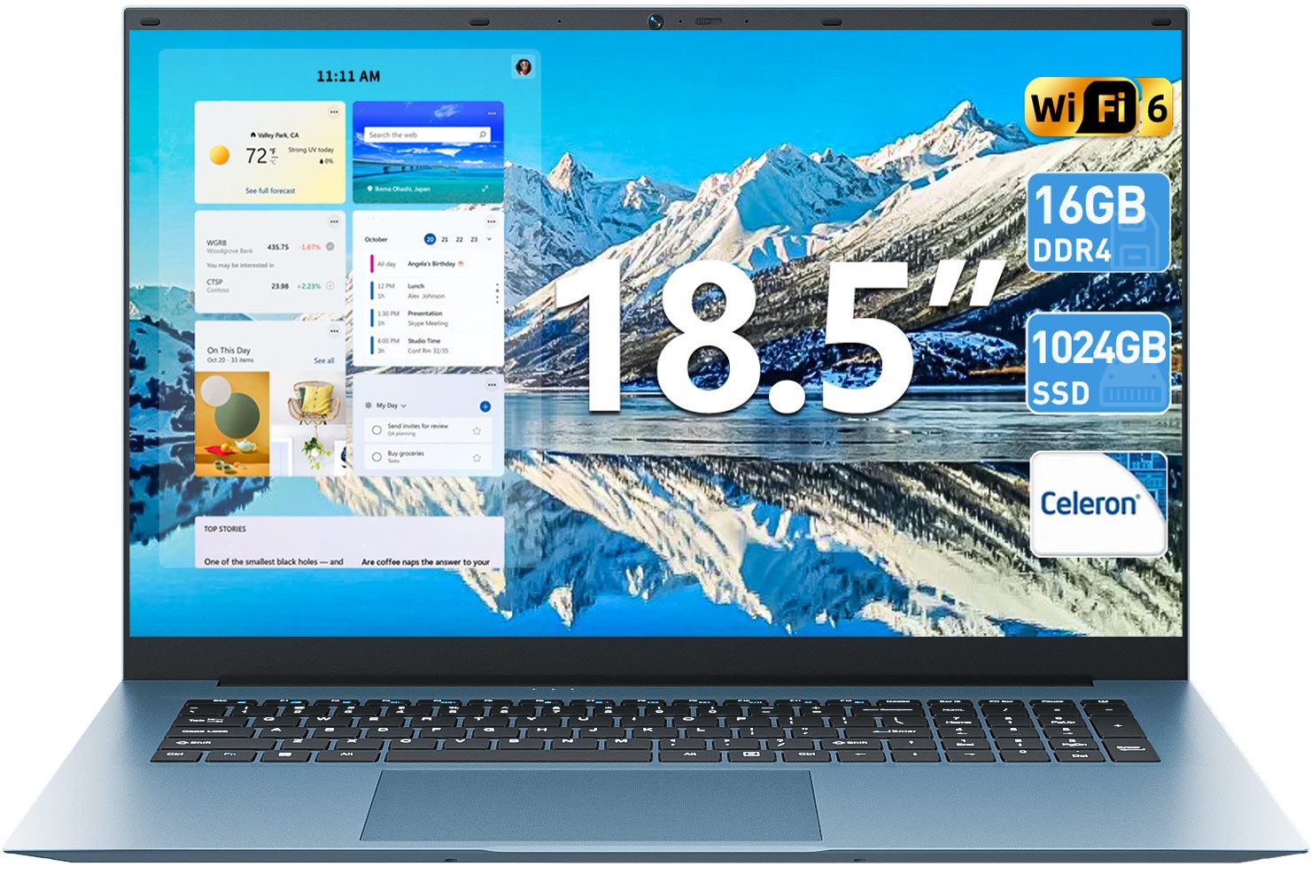 MENGHU 18,5" Business Laptop Windows 11, Intel Celeron i3-10100Y, 1024GB SSD Notebook (Intel Celeron i3-10100Y, 1024 GB SSD)