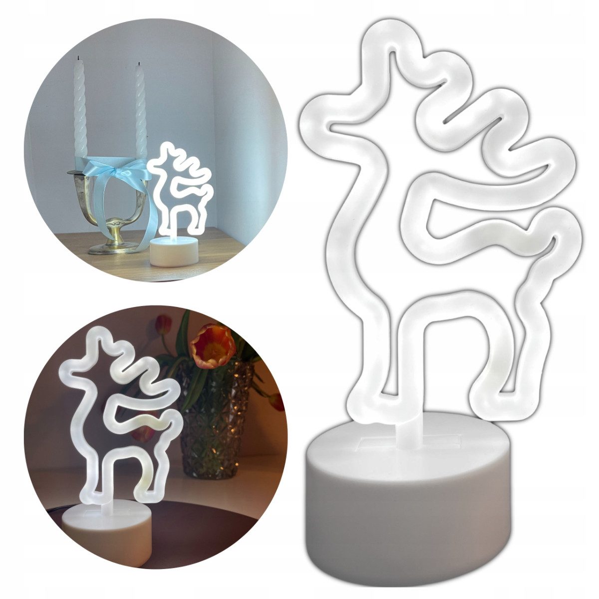 R2 Invest LED Dekolicht LED Neon Rentier Weihnachtsdeko Leuchtfigur Weihnachtsbeleuchtung