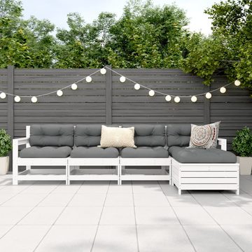 vidaXL Gartenlounge-Set 5-tlg. Garten-Sofagarnitur Weiß Massivholz Kiefer