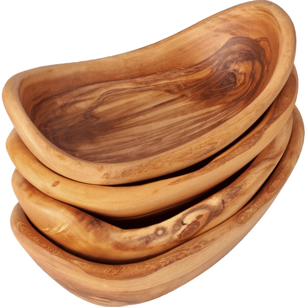Schale Schalen aus Olivenholz, 4er-Set.