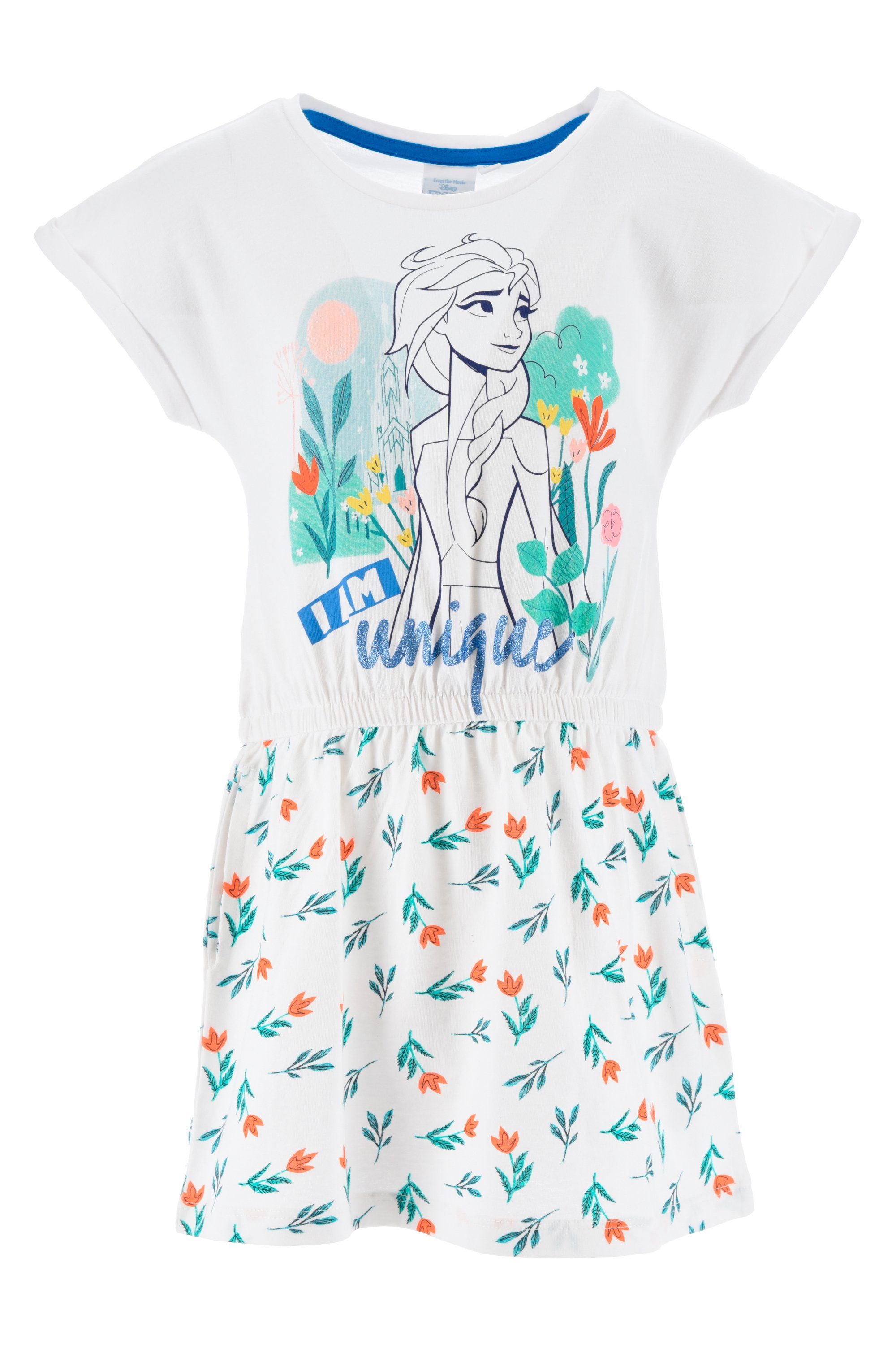 Disney Sommerkleid Disney Die Eiskönigin Elsa Kinder Mädchen Sommer Kleid Gr. 98 bis 128, 100% Baumwolle