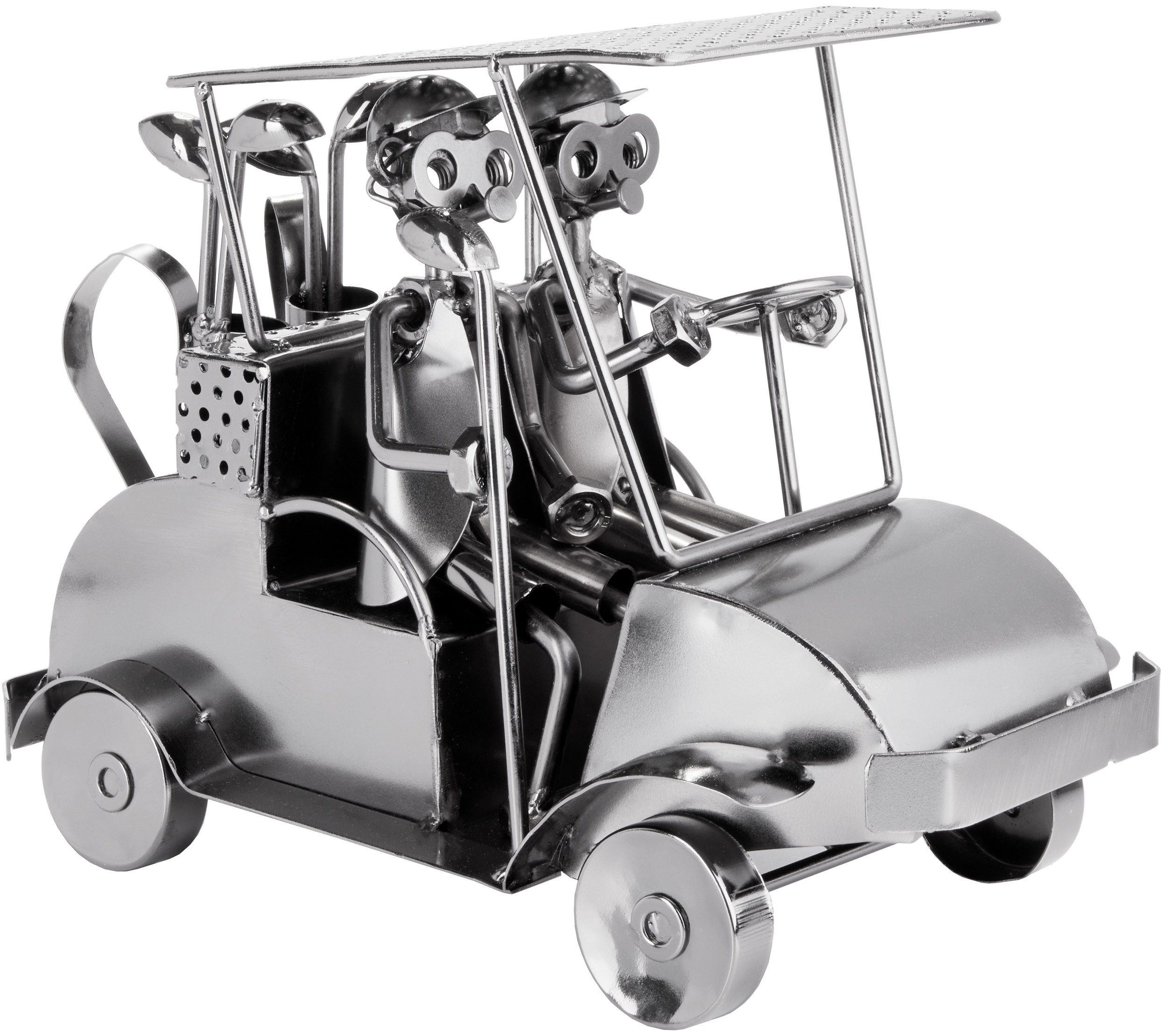 BRUBAKER Dekofigur (1 Metallfigur Golfcart Golf und St), kunstvolle Schraubenmännchen für Golfspieler Geschenkfigur Metallskulptur Fans