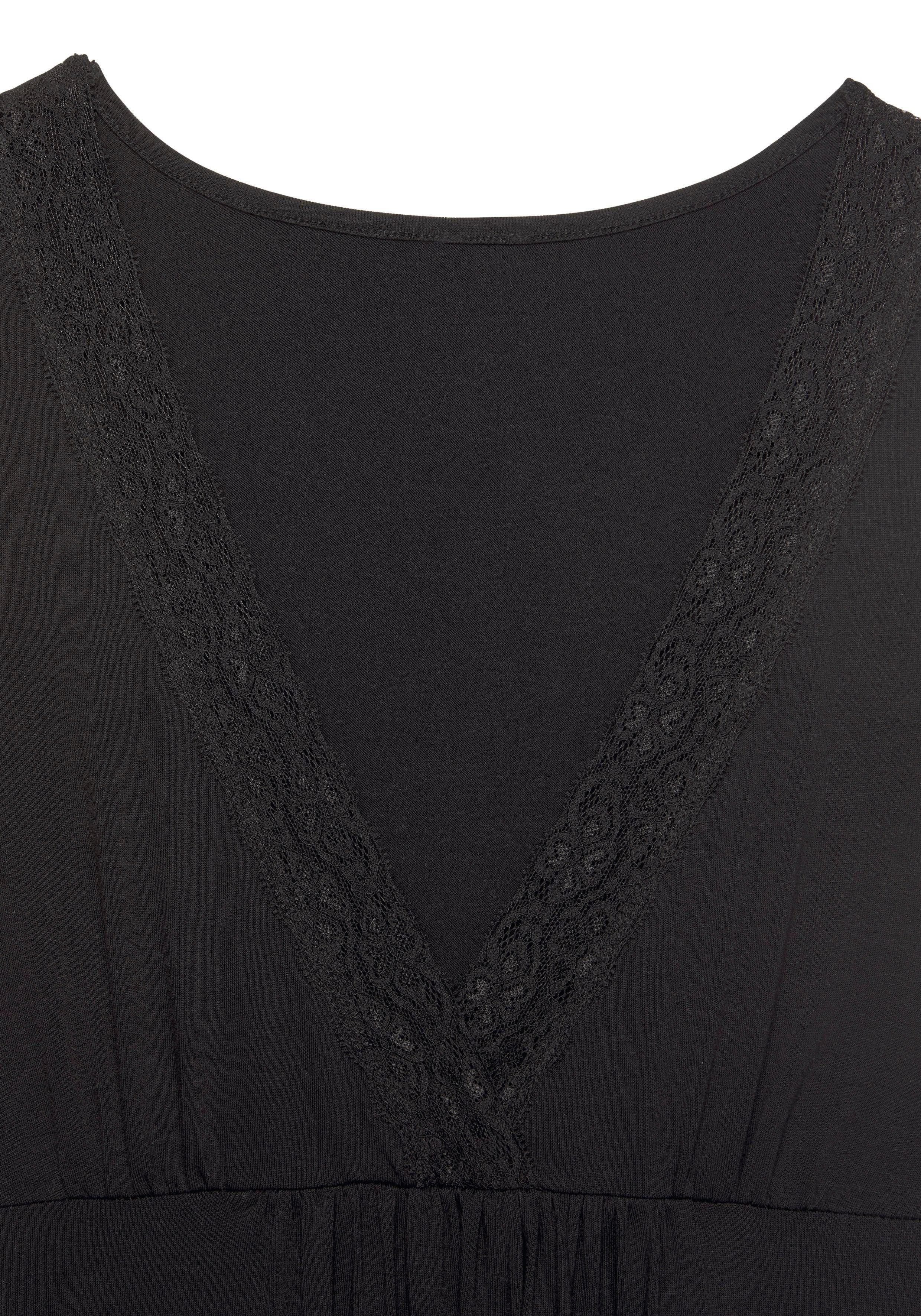 Nachthemd Spitze LASCANA schwarz mit eleganter