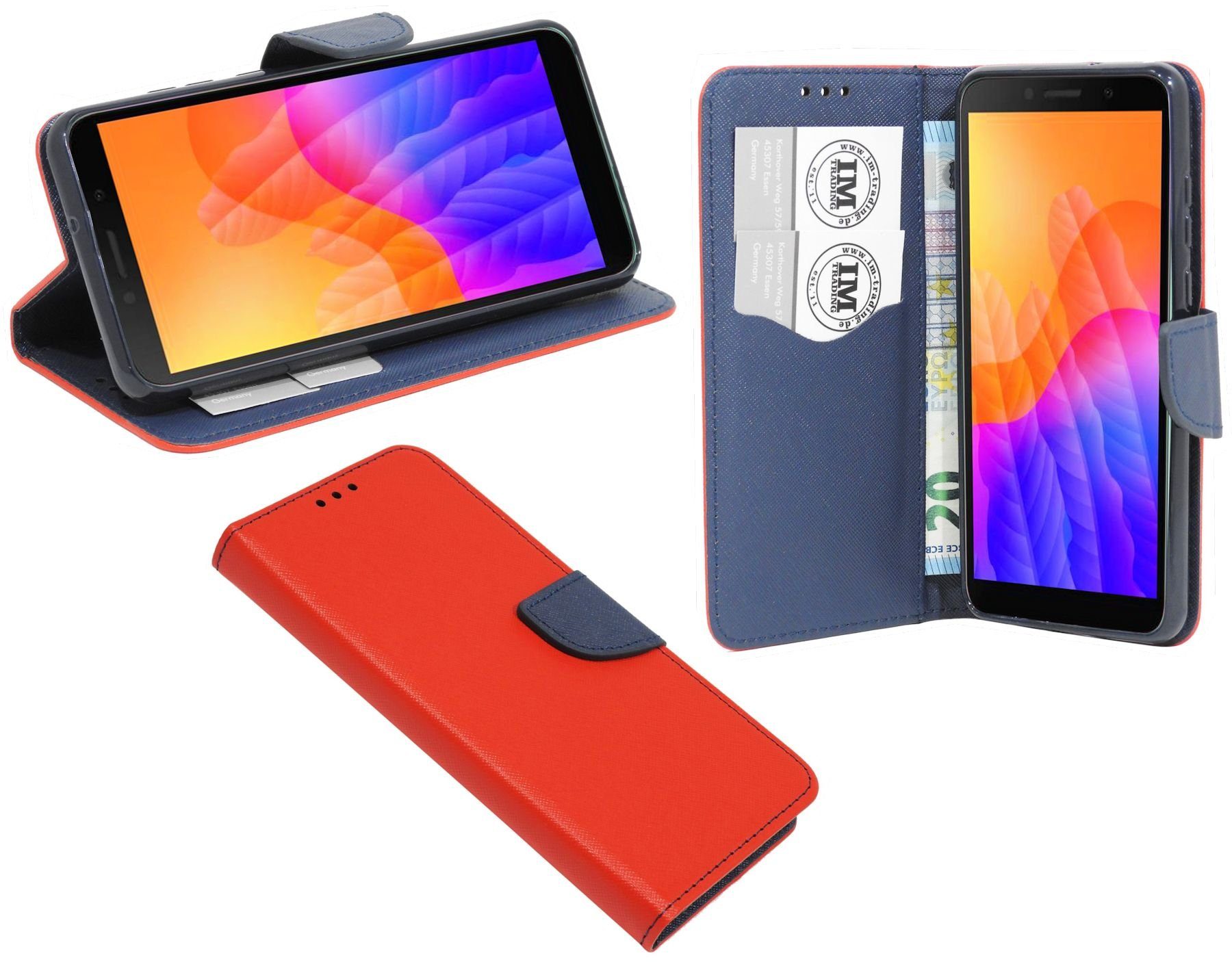 cofi1453 Handyhülle Hülle Tasche für Huawei Y5P, Kunstleder Schutzhülle Handy Wallet Case Cover mit Kartenfächern, Stan