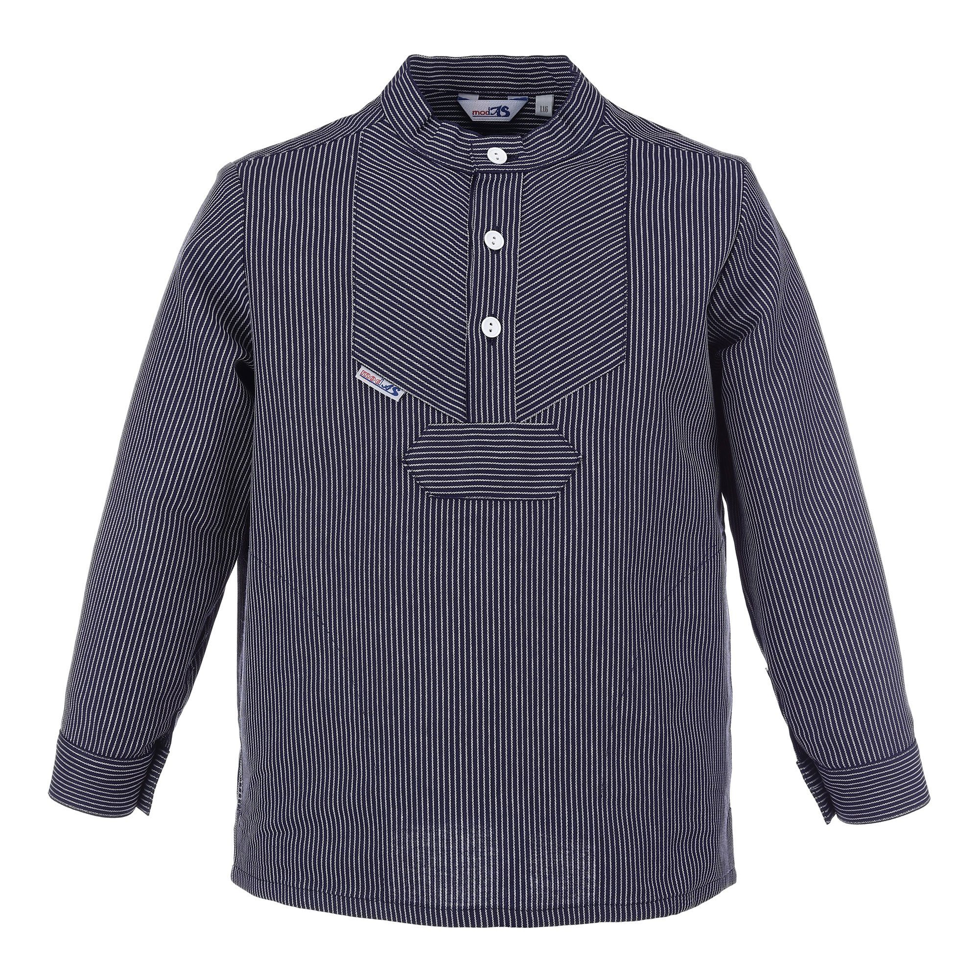 modAS Langarmhemd Kinder Fischerhemd "L. Marleen“ Baumwolle - Hemd im Finkenwerder-Stil | Klassische Hemden