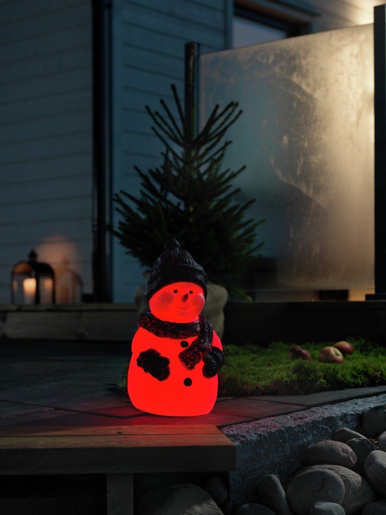 KONSTSMIDE LED Dekofigur Kunststoffschneemann, LED integriert, fest 1 aussen, RGB RGB-Farbwechsel, Diode RGB, Weihnachtsdeko