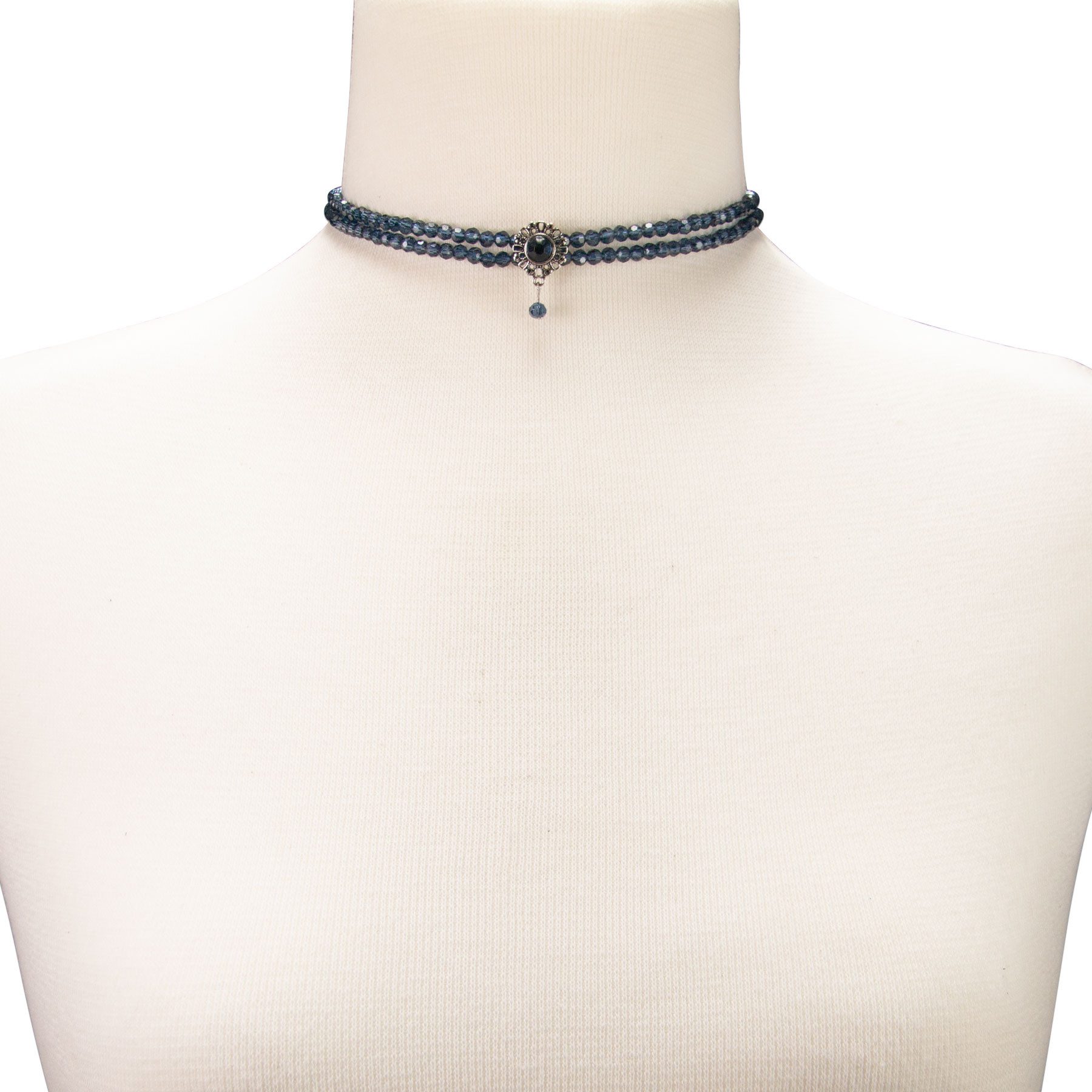 Alpenflüstern Collier Trachten Glamour-Kropfkette Helena (blau), - Perlen Halskette, Trachtenkette, eleganter Damen-Trachtenschmuck, Di – Bild 5 von 5