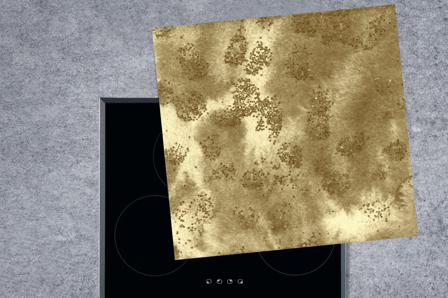 MuchoWow Herdblende-/Abdeckplatte Gold Arbeitsplatte - Vinyl, für 78x78 - Textur, Ceranfeldabdeckung, küche (1 tlg), cm, Glitzer