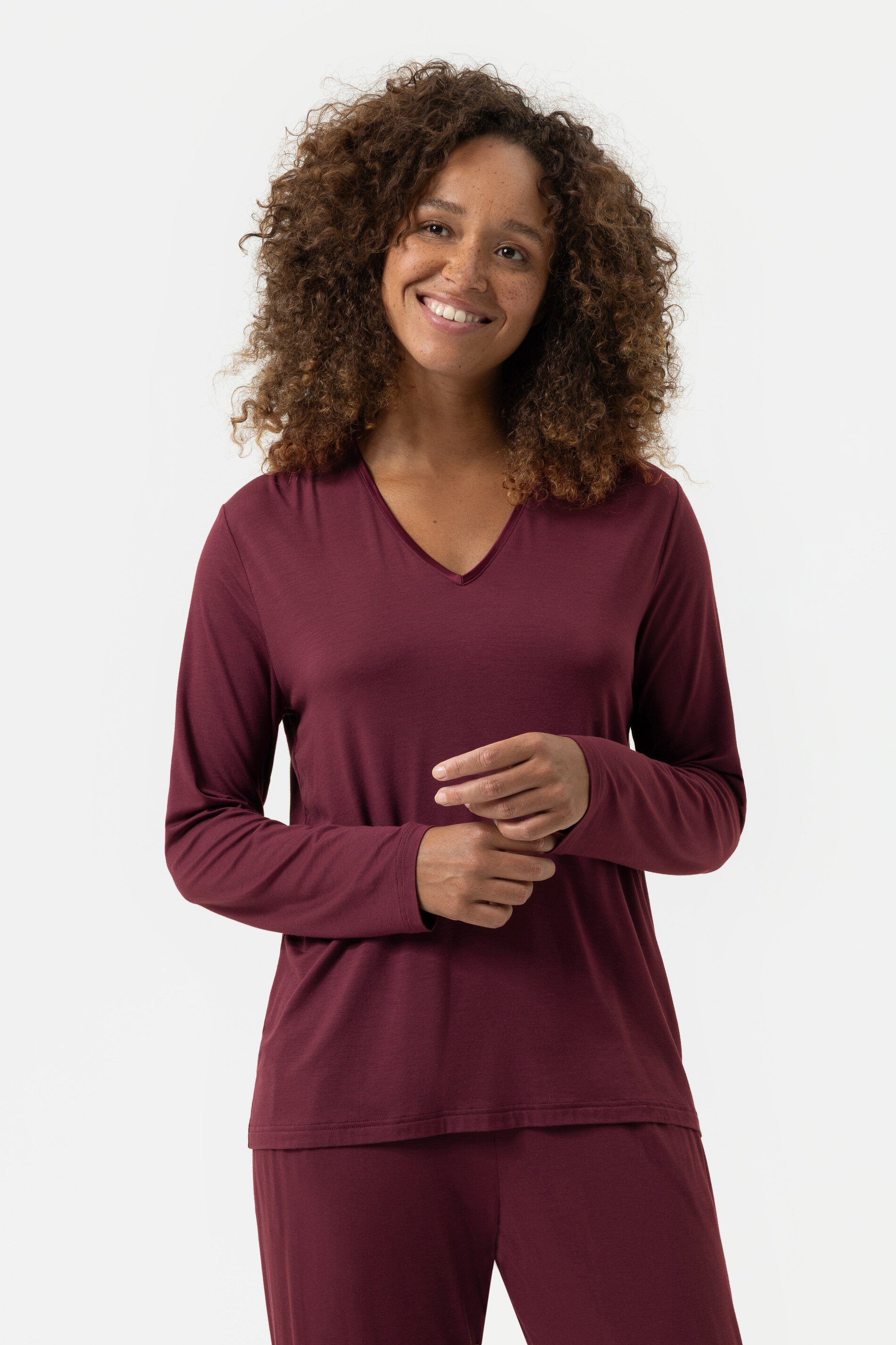 Mey Pyjamaoberteil Serie Pure Chic Uni (1-tlg) Basic Shirt, zeitloses Design, Modal-Mix, V-Neck