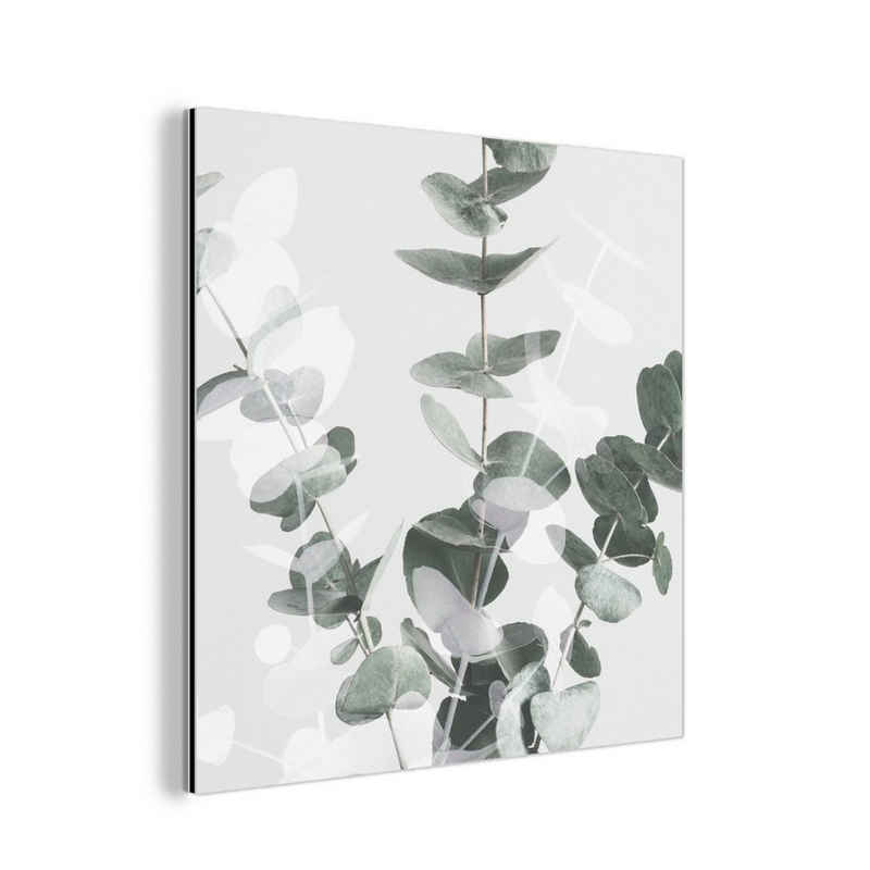 MuchoWow Metallbild Pflanzen - Grün - Natur - Blätter, (1 St), Alu-Dibond-Druck, Gemälde aus Metall, Aluminium deko