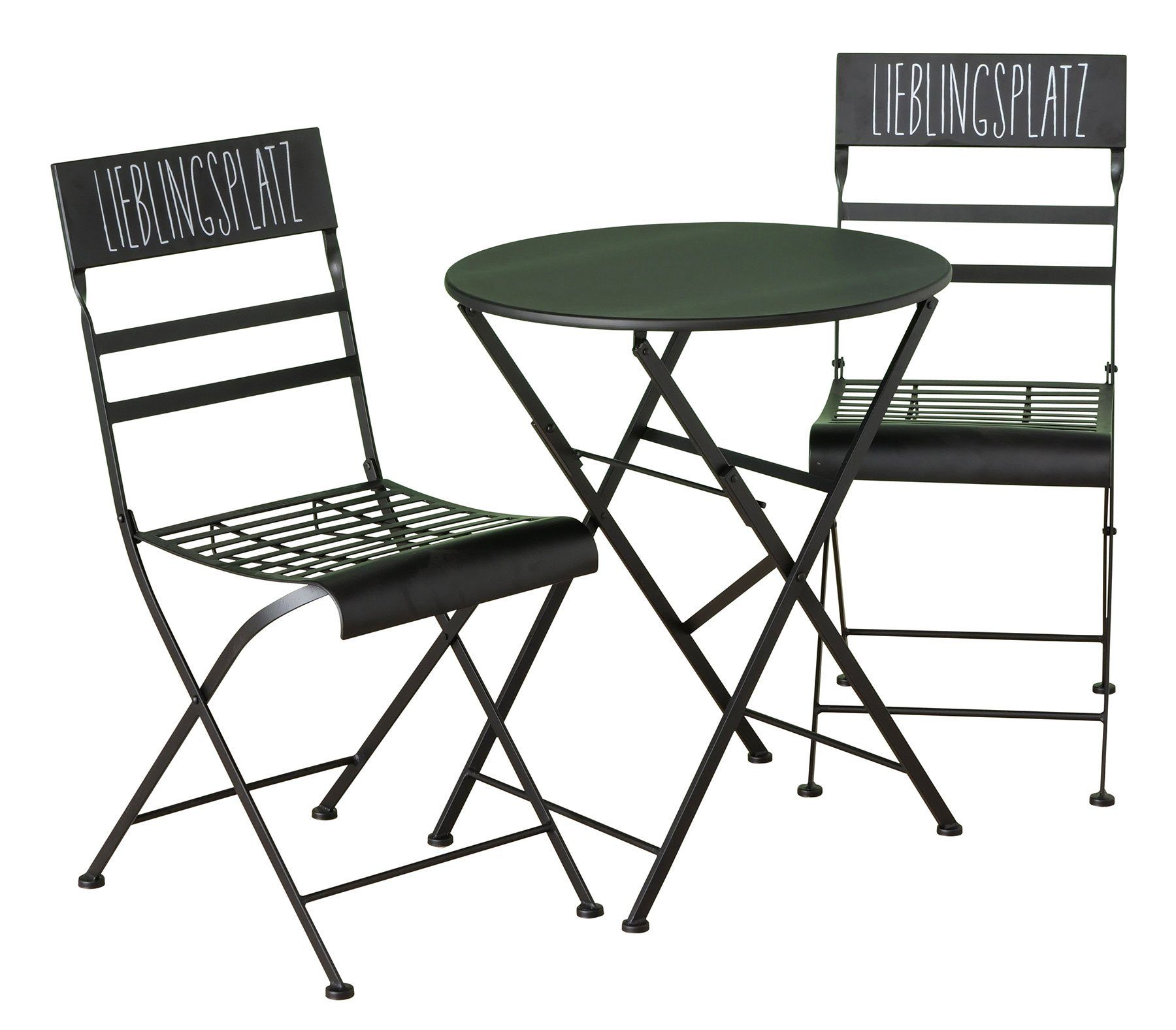 Levandeo® Balkonset, 3er Set Garten Sitzgruppe Metall Braun Tisch Stuhl