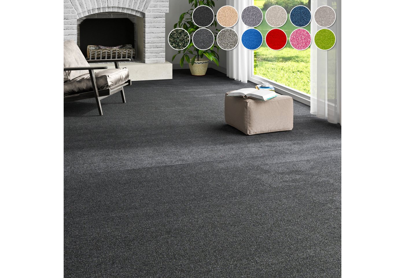 OTTO home Teppichboden Zephyra, Schlinge, Gesamthöhe 8 mm, Made in Netherlands, rechteckig, Uni Farben, Breite 400 cm, strapazierfähig, Wohnzimmer, Schlafzimmer