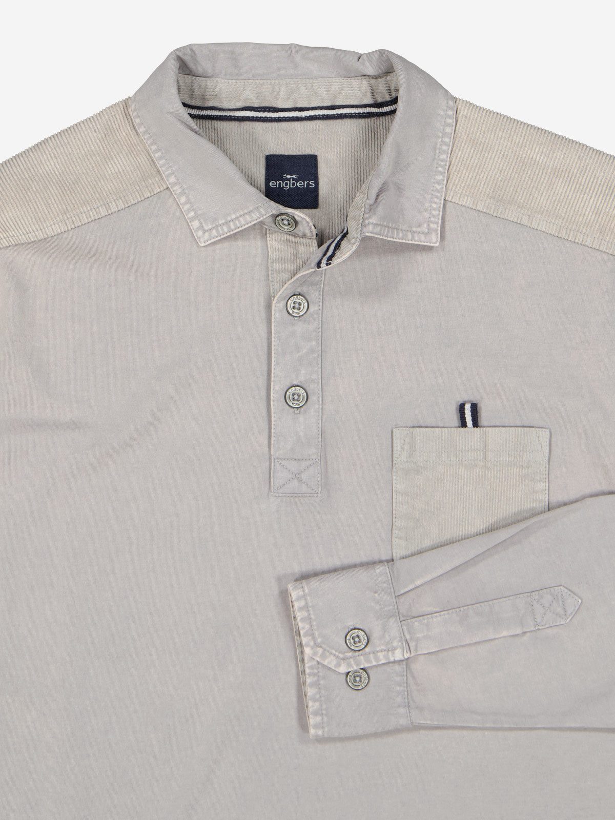 Engbers Langarm-Poloshirt engbers Herren Polo-Shirt regular, Hellgrau günstig online kaufen