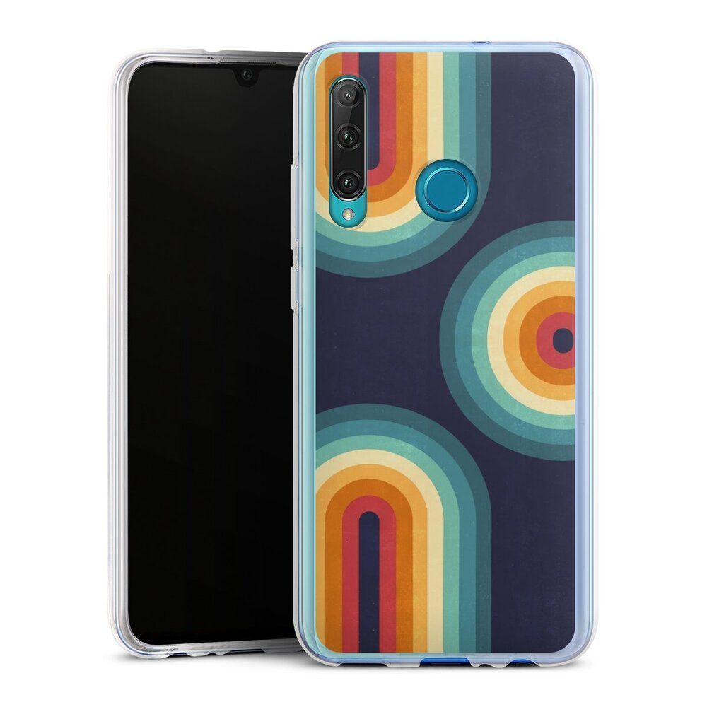 Handyhülle Retro bunt Regenbogen Double Rainbow on Blue