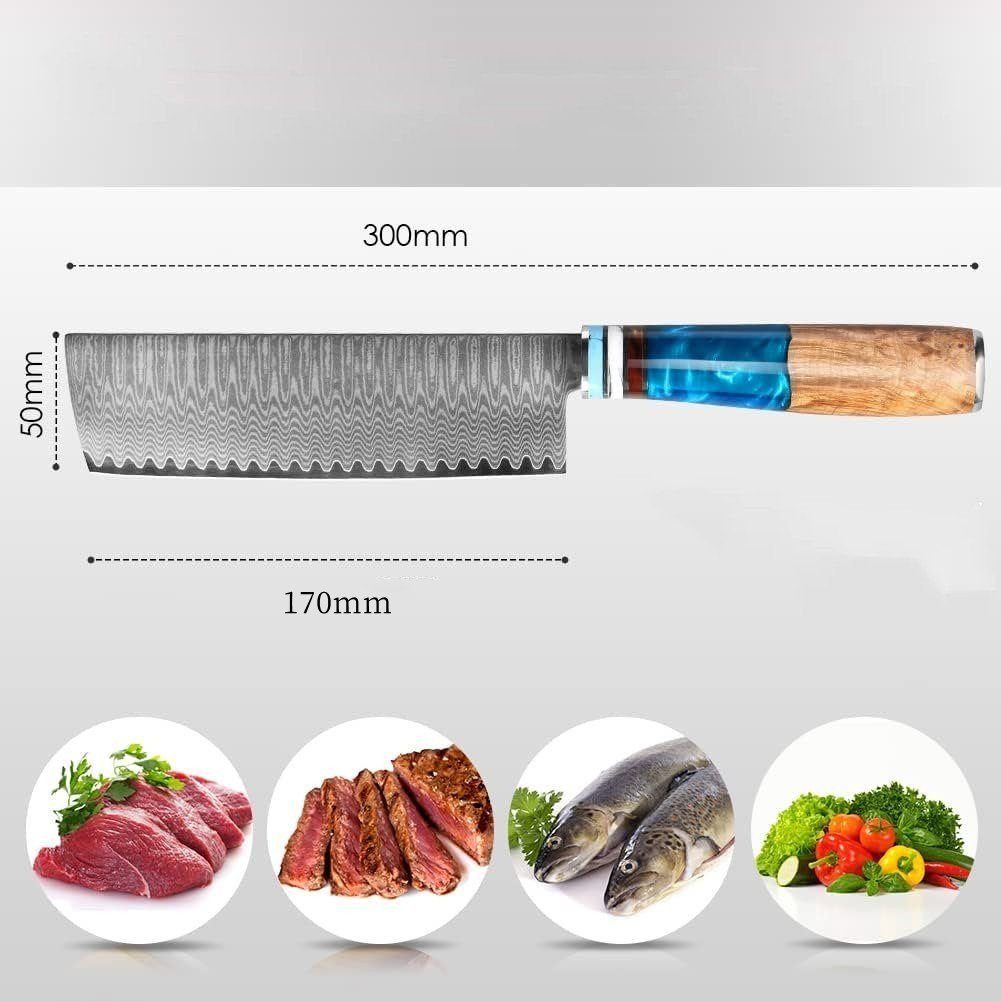 Home safety Hackmesser Damastmesser 17cm Damaststahl Nakirimesser Hackmesser