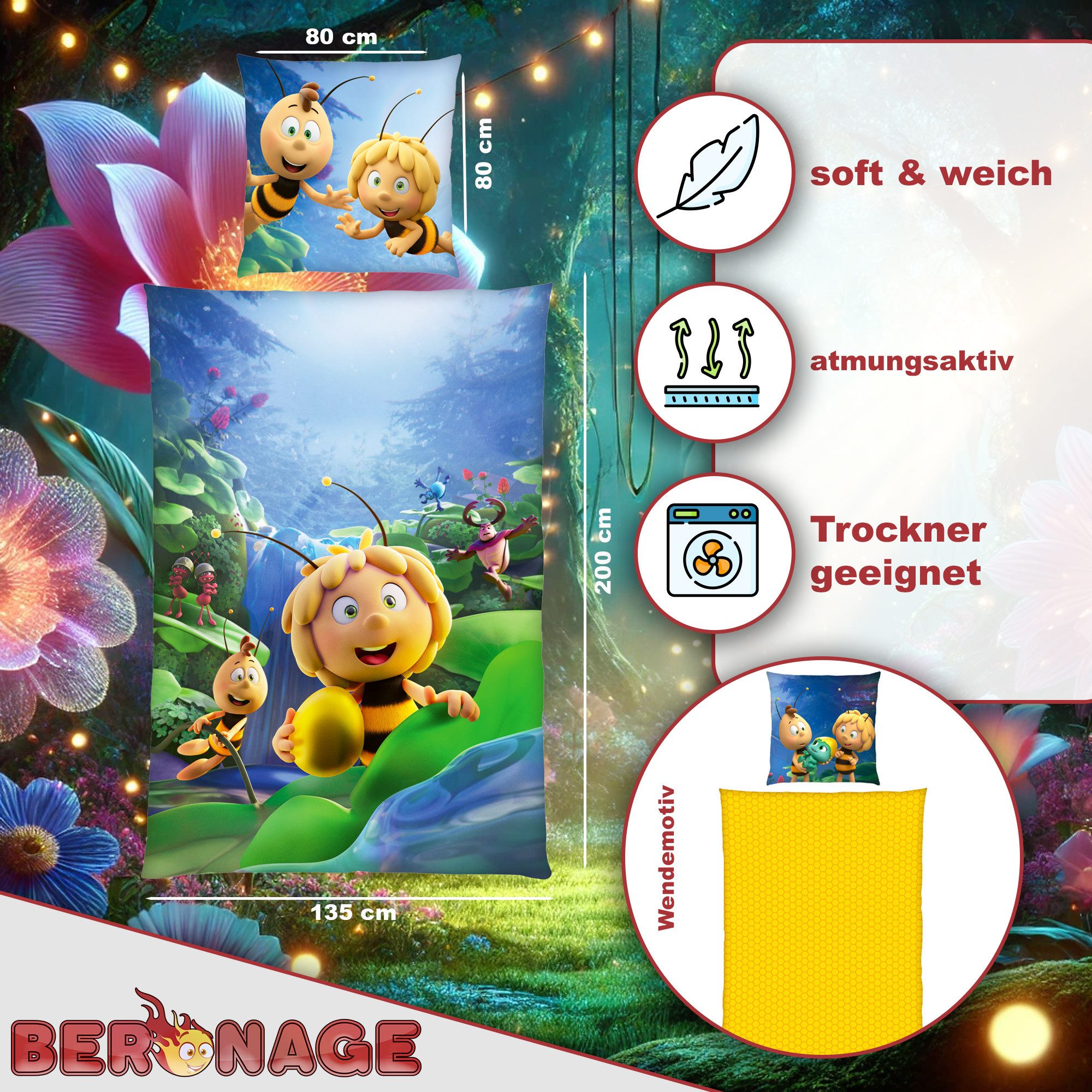 BERONAGE Kinderbettwäsche Die Biene Maja Bettwäsche Das geheime Königreich günstig online kaufen