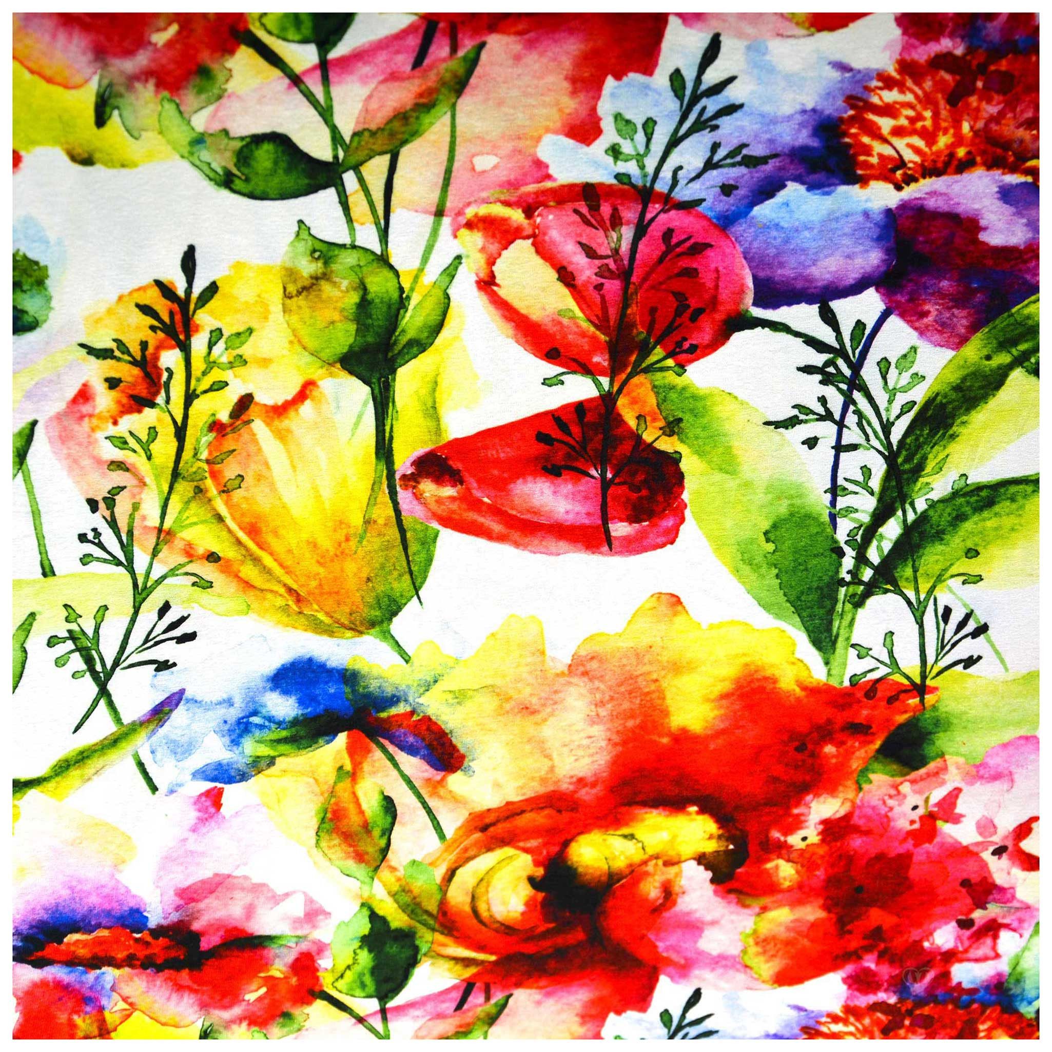 maDDma Stoff Jersey Sommerblumen ab 1m Viskose Sommerstoff Meterware, Motiv 4