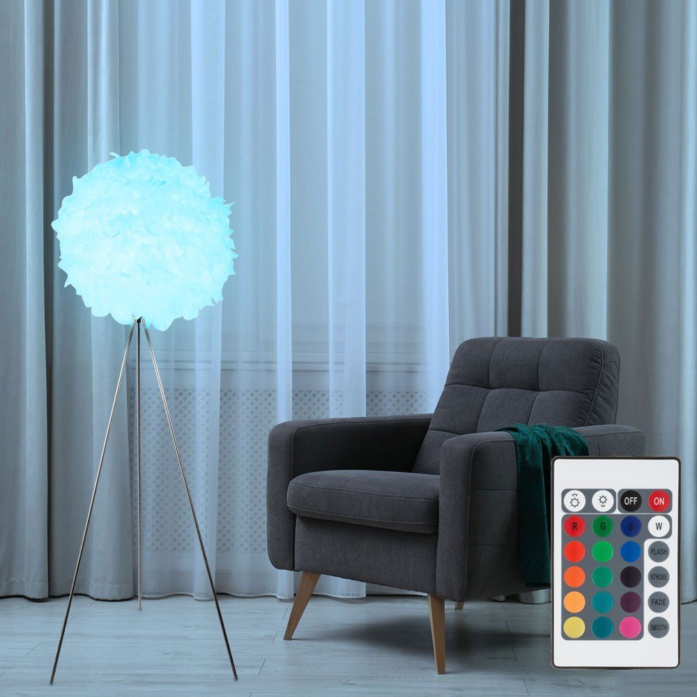 Globo LED Stehlampe, Leuchtmittel inklusive, Warmweiß, Farbwechsel, LED Feder Stehlampe mit Fernbedienung und RGB Farbwechsler