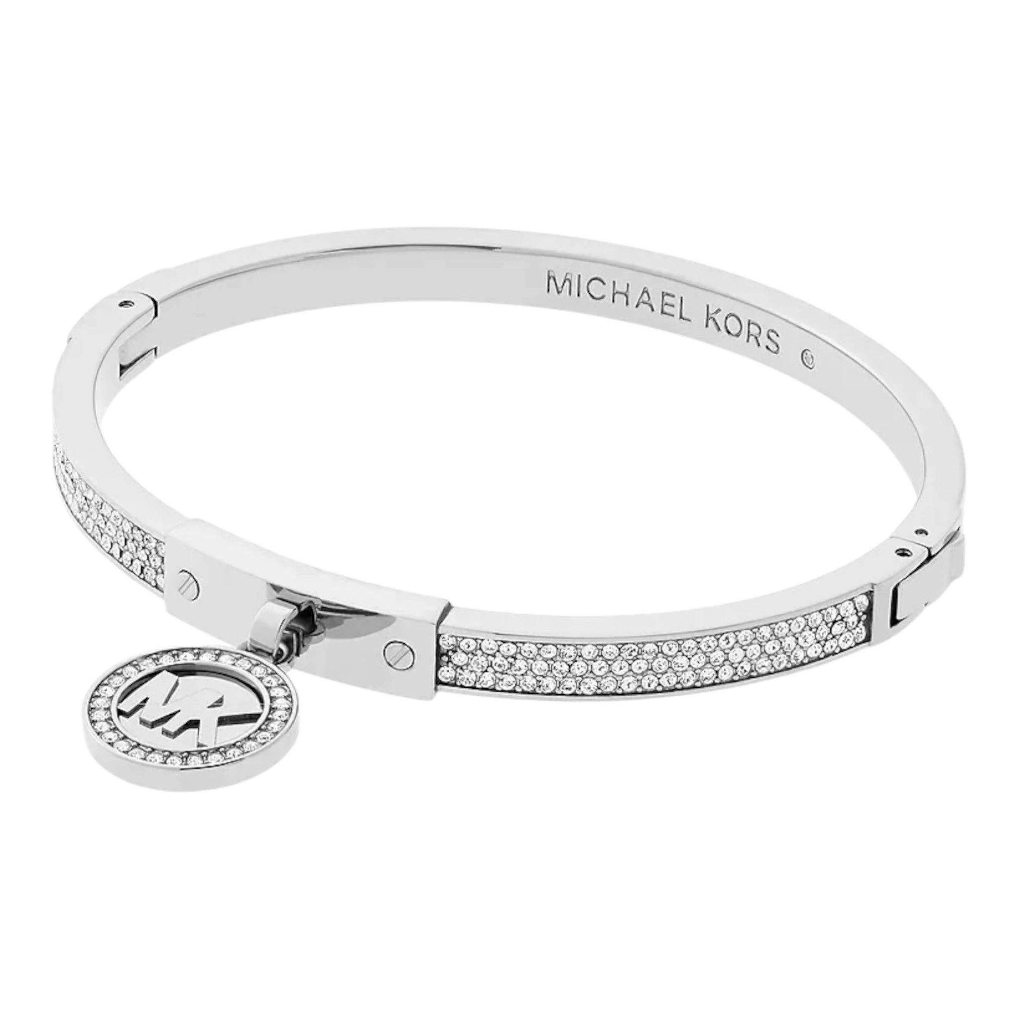 MICHAEL KORS Charm-Armband Michael Kors Armreif Pavé Scharnier Edelstahl Silberfarbe