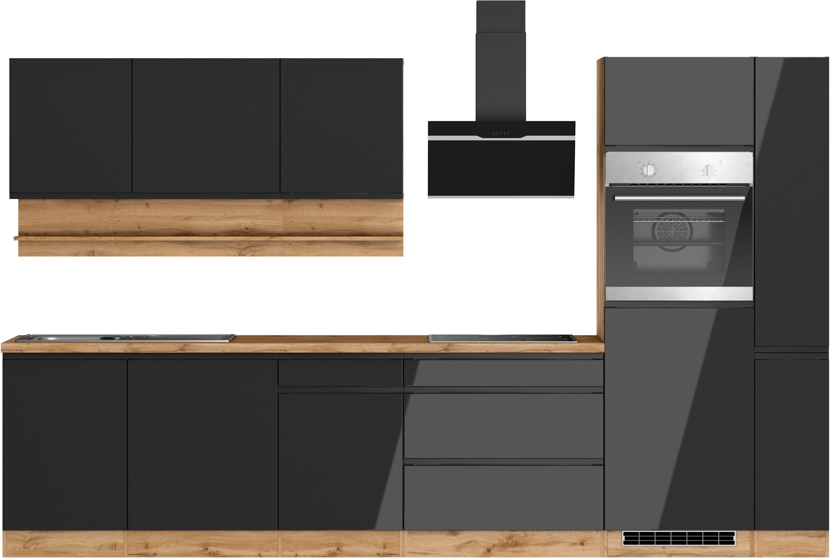 KOCHSTATION Küchenzeile KS-Virginia,neu in verbesserter Ausführung, Breite 330 cm, Soft-Close, wahlweise mit Induktion