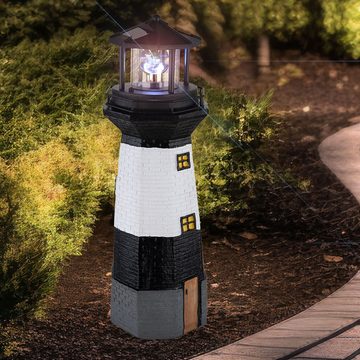 etc-shop LED Solarleuchte, LED-Leuchtmittel fest verbaut, Kaltweiß, Tageslichtweiß, Solar Leuchtturm Außen wetterfest Leuchtturm Solar für