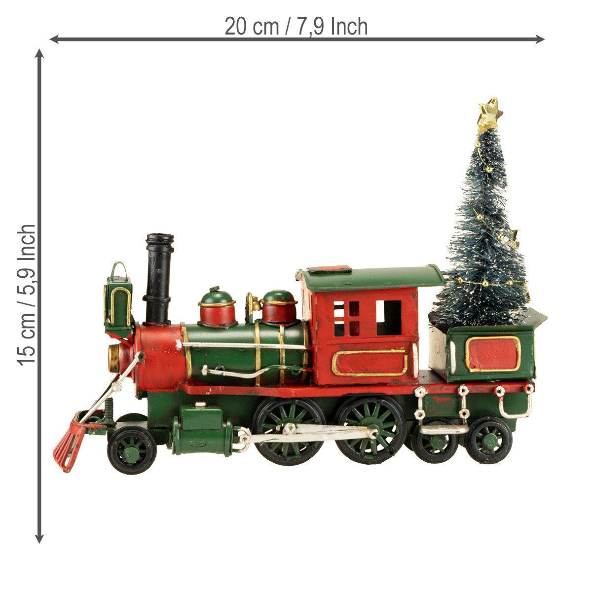 Kaemingk Weihnachtsmann Weihnachtsdeko Zug mit Dampf-Lokomotive und festlicher Tanne