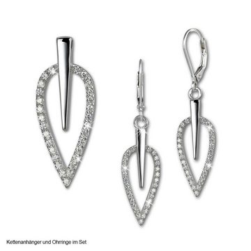 SilberDream Paar Ohrhänger SilberDream Ohrringe Damen 925 Silber (Ohrhänger), Damen Ohrhänger Blatt aus 925 Sterling Silber, Farbe: silber, weiß