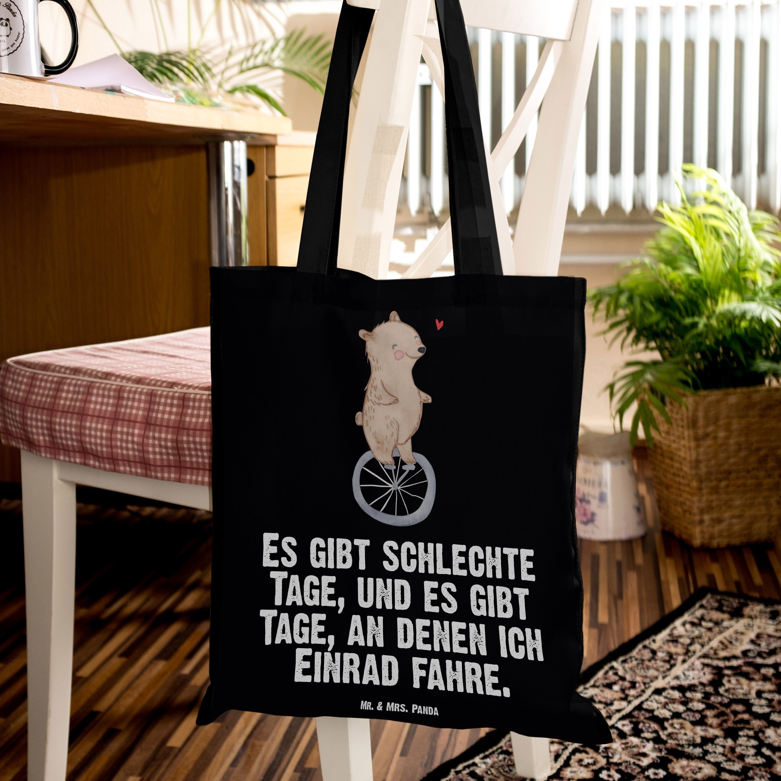 - Geschenk, fahren Tage & Mrs. Einrad Bär Tragetasche Schwarz - Auszeichnung, Panda (1-tlg) Sportler, Mr.