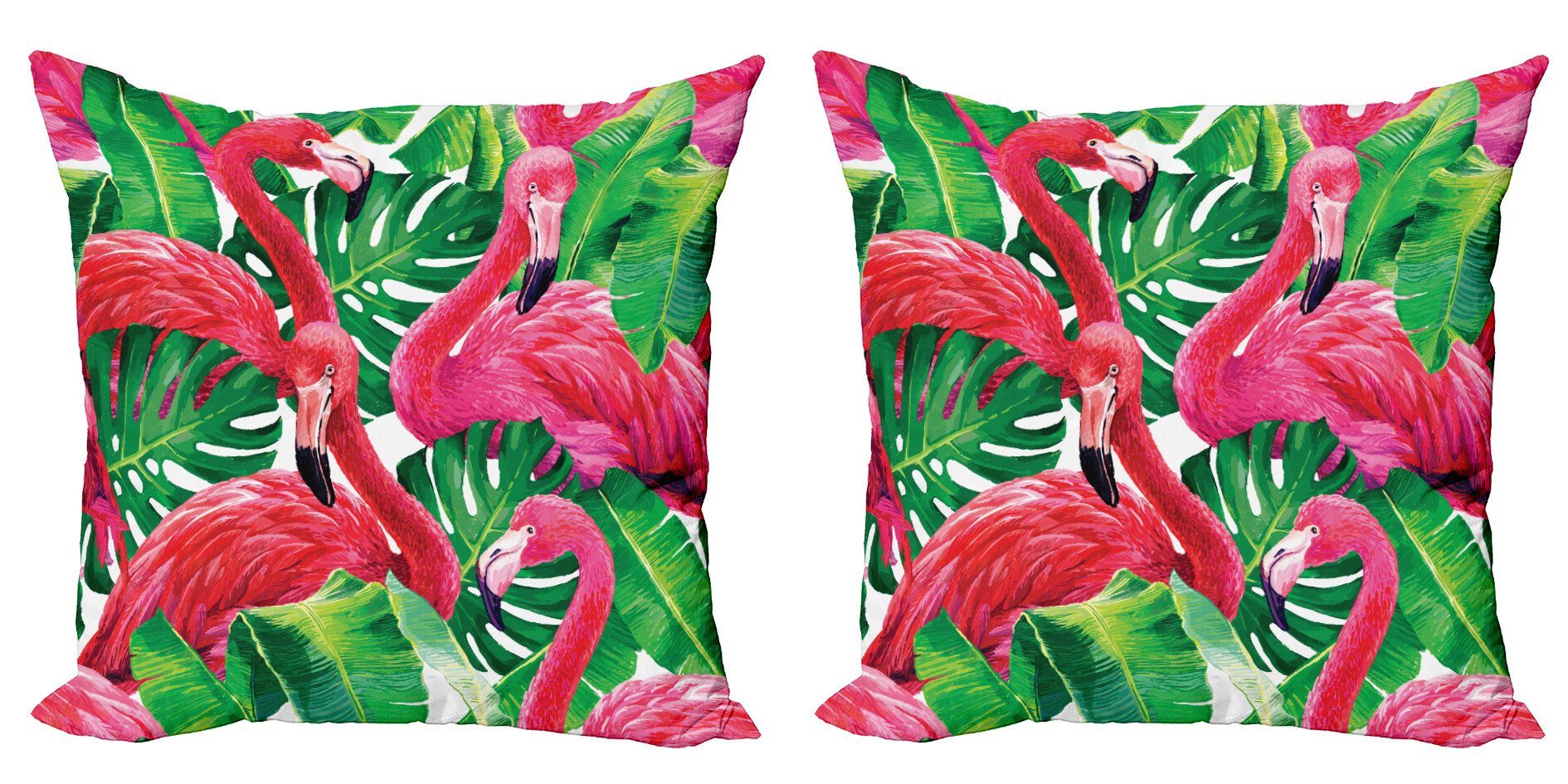 Digitaldruck, Accent exotische Kissenbezüge Blätter Abakuhaus Retro (2 Flamingo Doppelseitiger Stück), Modern