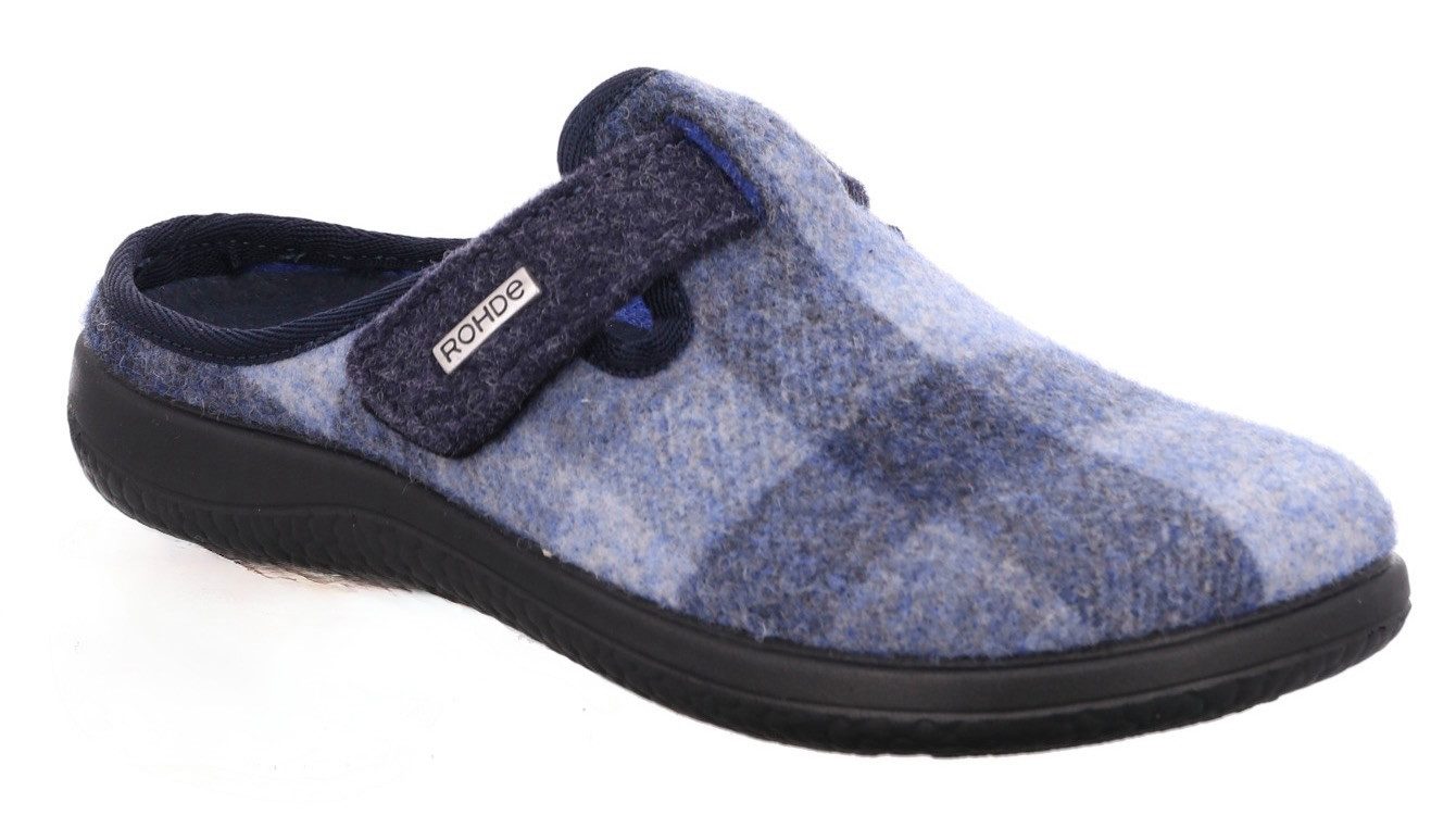 Rohde Bari Pantoffel Hausschuh, Filz Clog, Homeslipper mit Klettverschluss