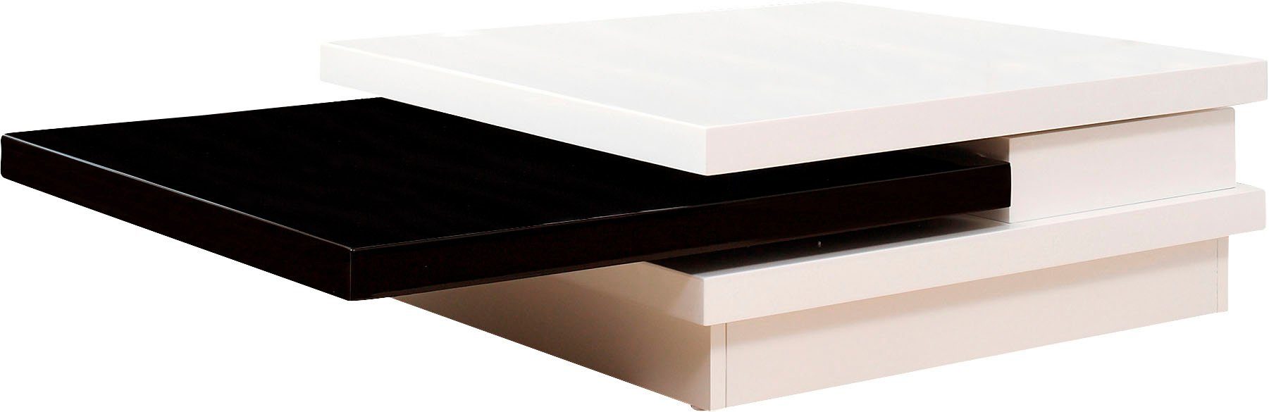 SalesFever Couchtisch, Tischplatte schwarz/weiß um drehbar 360°