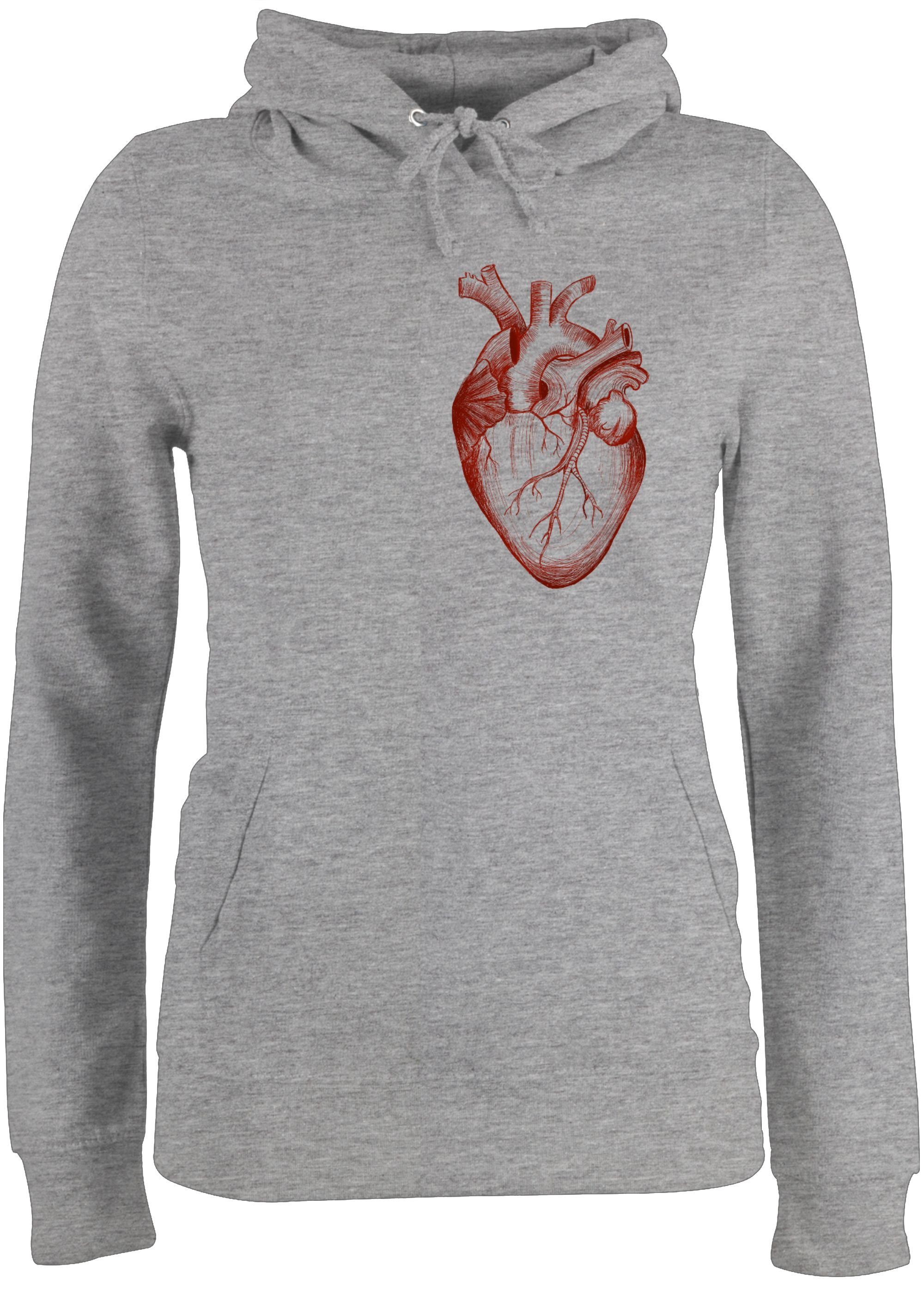 Damen Pullover Shirtracer Hoodie Herz Anatomie - Nerd Geschenke - Damen Premium Kapuzenpullover Nerds & Geeks