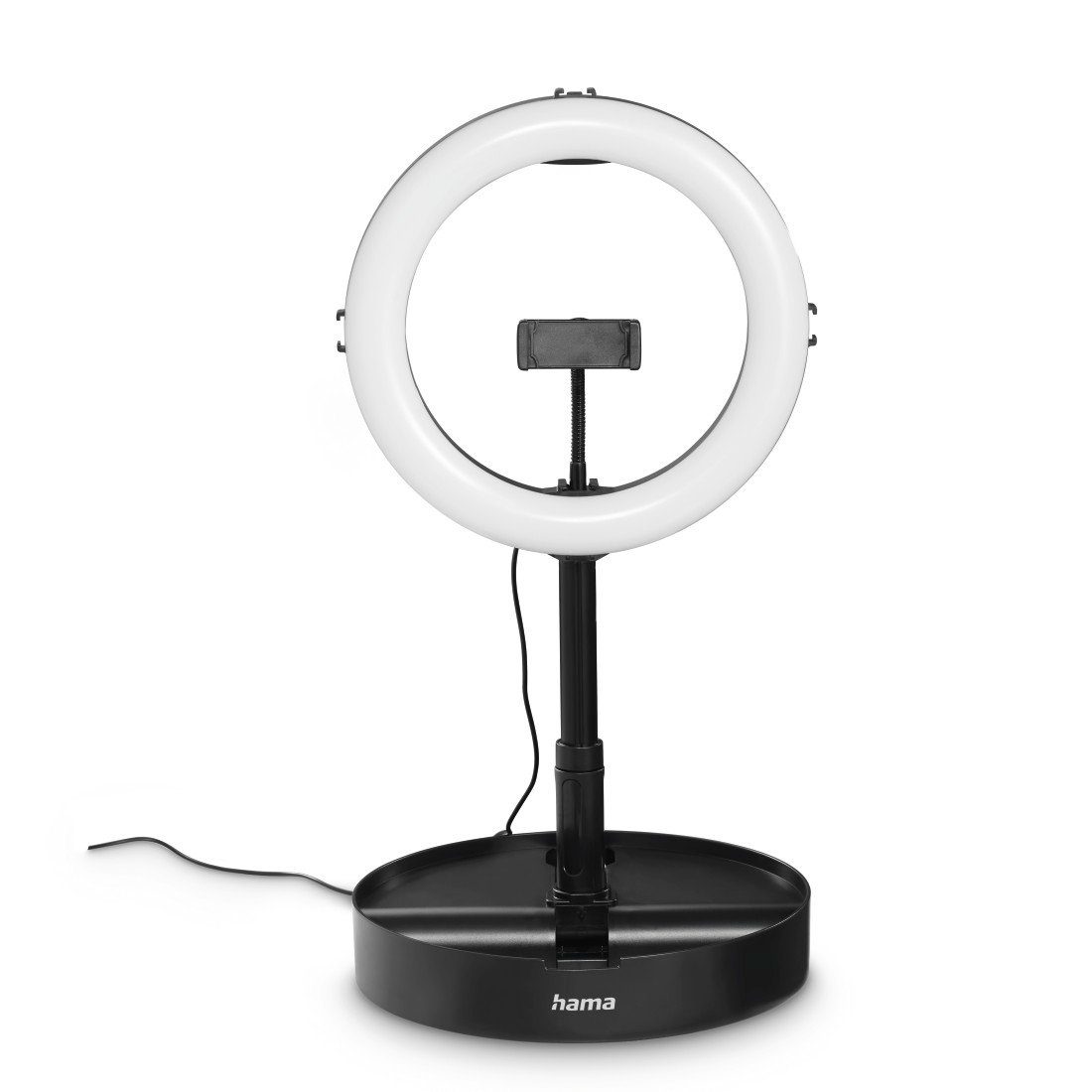Hama Ringlicht Handy, für Videokonferenz Webcam, LED Stativ mit Ringleuchte Mikrofon