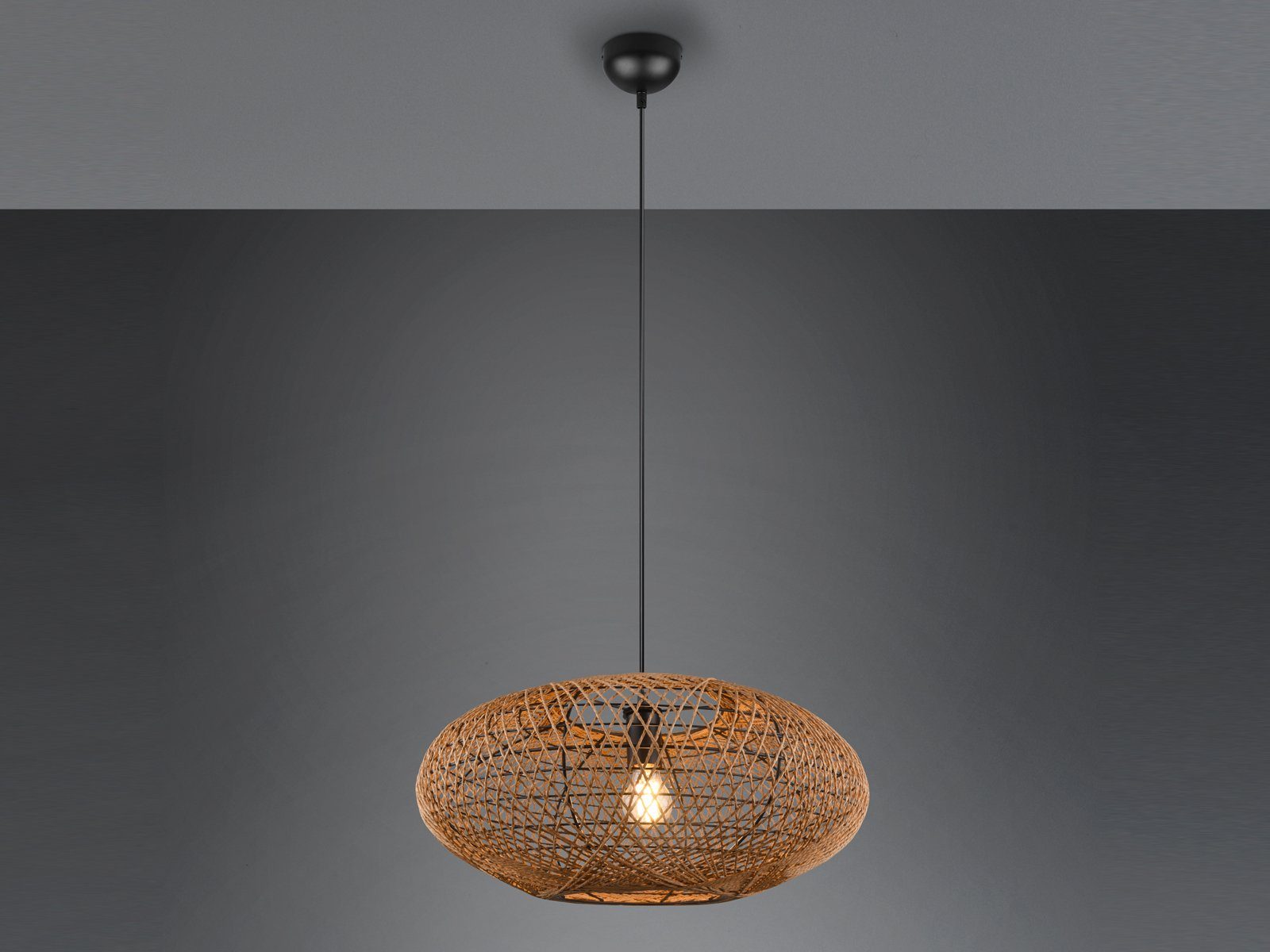 TRIO Leuchten LED Pendelleuchte, Dimmfunktion, LED wechselbar, Warmweiß, große ausgefallene Boho Korb-lampe für über Esstisch hängend, Ø 52cm