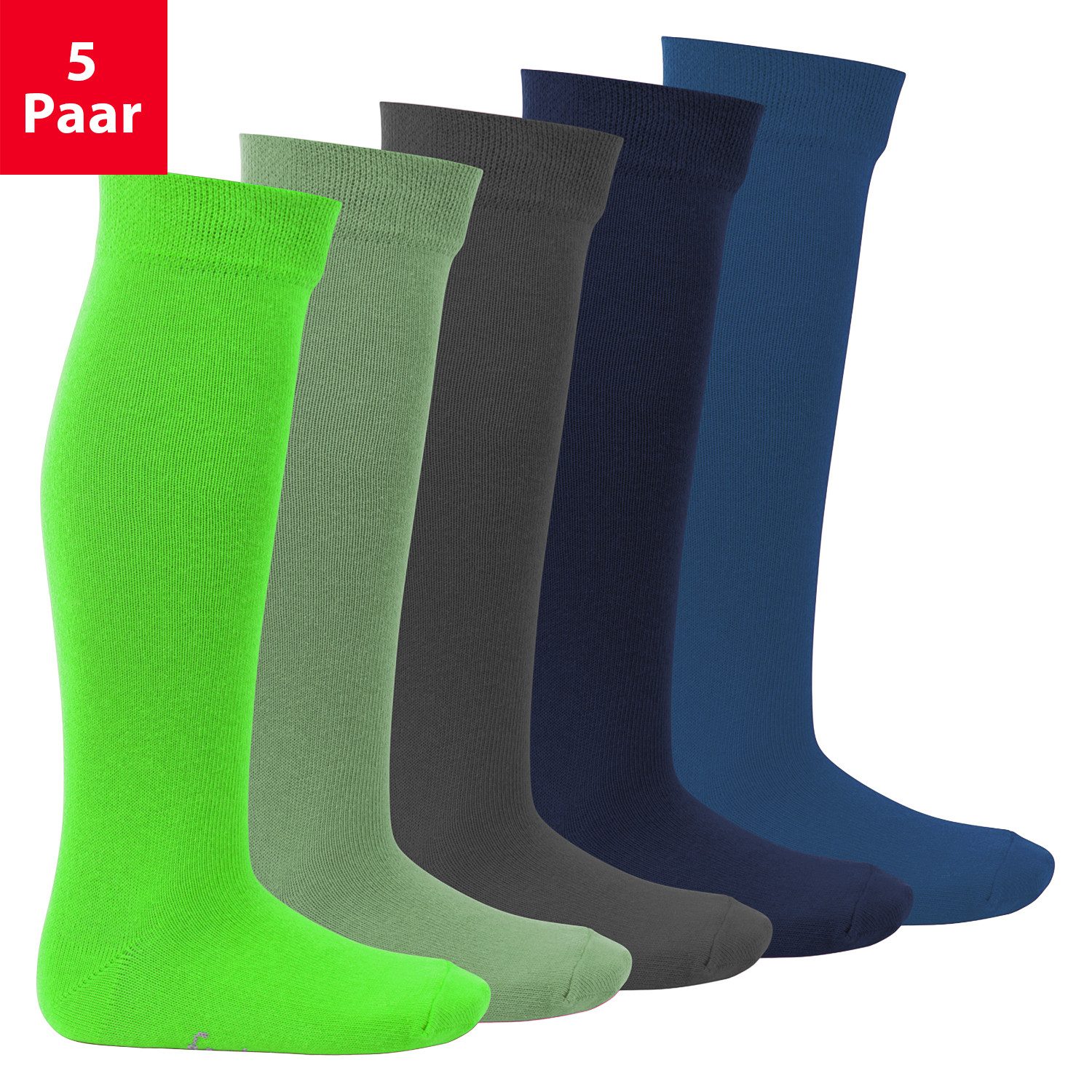 Footstar Langsocken EVERYDAY! 5 Paar Kinder Kniestrümpfe Lange Socken für Mädchen & Jungen