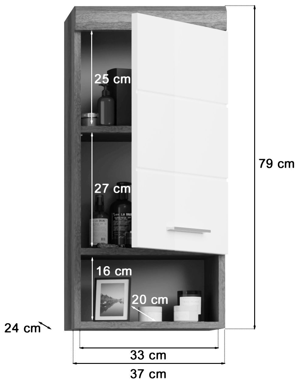 xonox.home Badmöbel-Set Badezimmer Badmöbel-Set SCOUT 4-tlg., mit weißer Hochglanzfront, (Komplett-Set, 4-St., Waschtisch, Hochschrank, Hängeschrank, Spiegelpaneel, Badstandschrank)