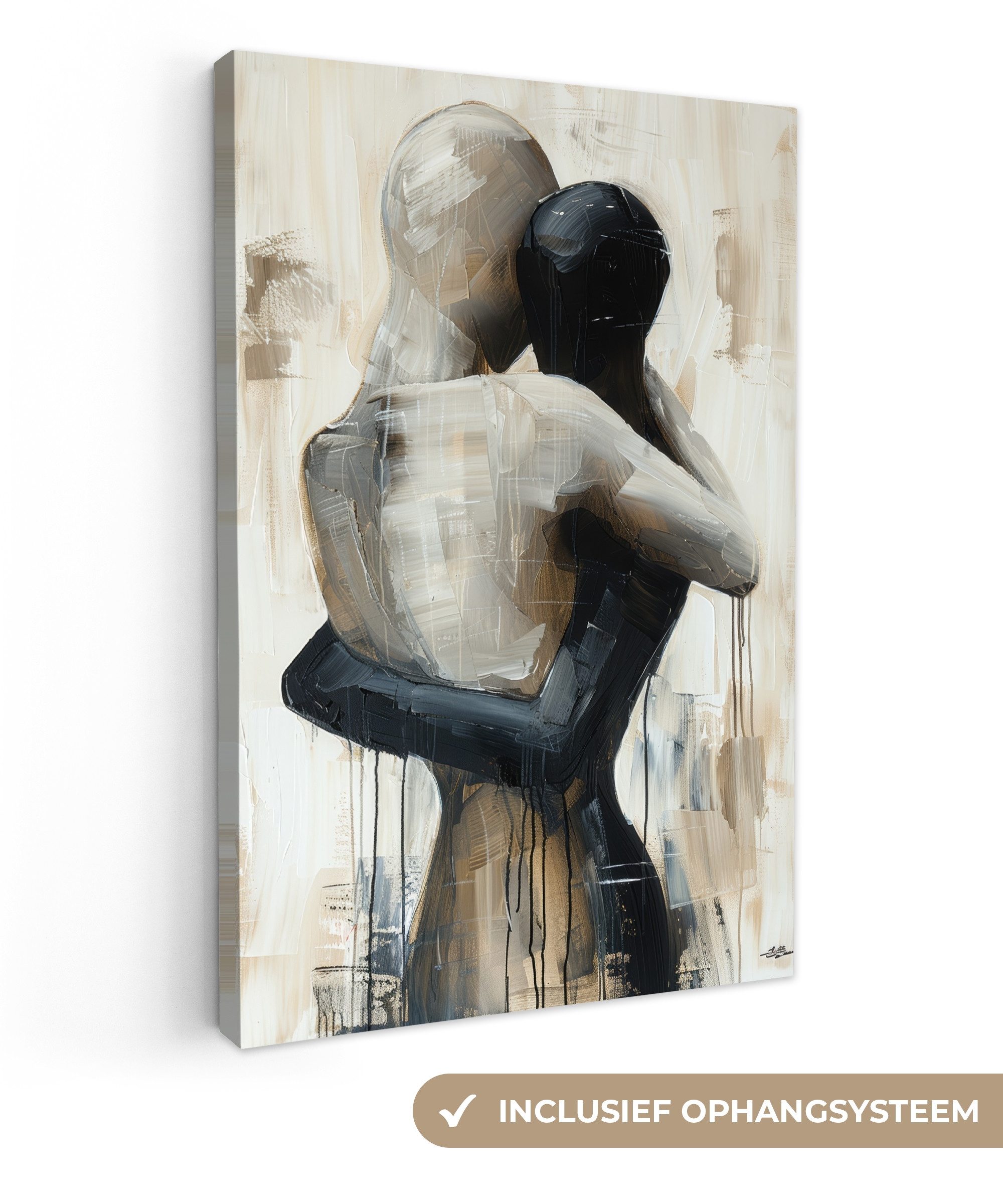 OneMillionCanvasses® Leinwandbild Abstrakt - Liebe - Schwarz und weiß - Modern, Fotodruck (1 St), Leinwand Canvas Wandbild, Wanddekoration 20x30 cm
