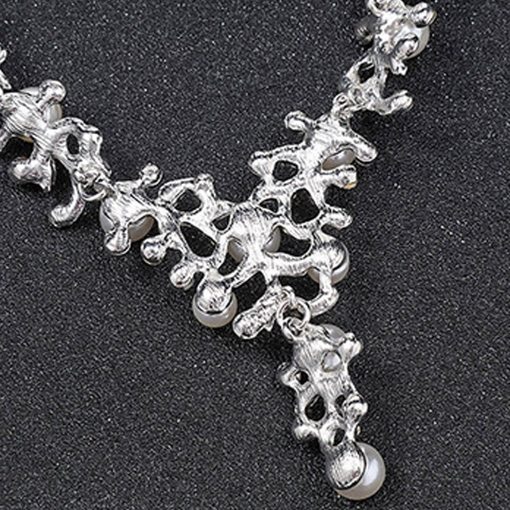 Schmuckset Perlen, 2-tlg Accessoires Elegant Brautschmuck-Set Damenschmuck für Bräute AUzzO~ Halskette Ohrringe